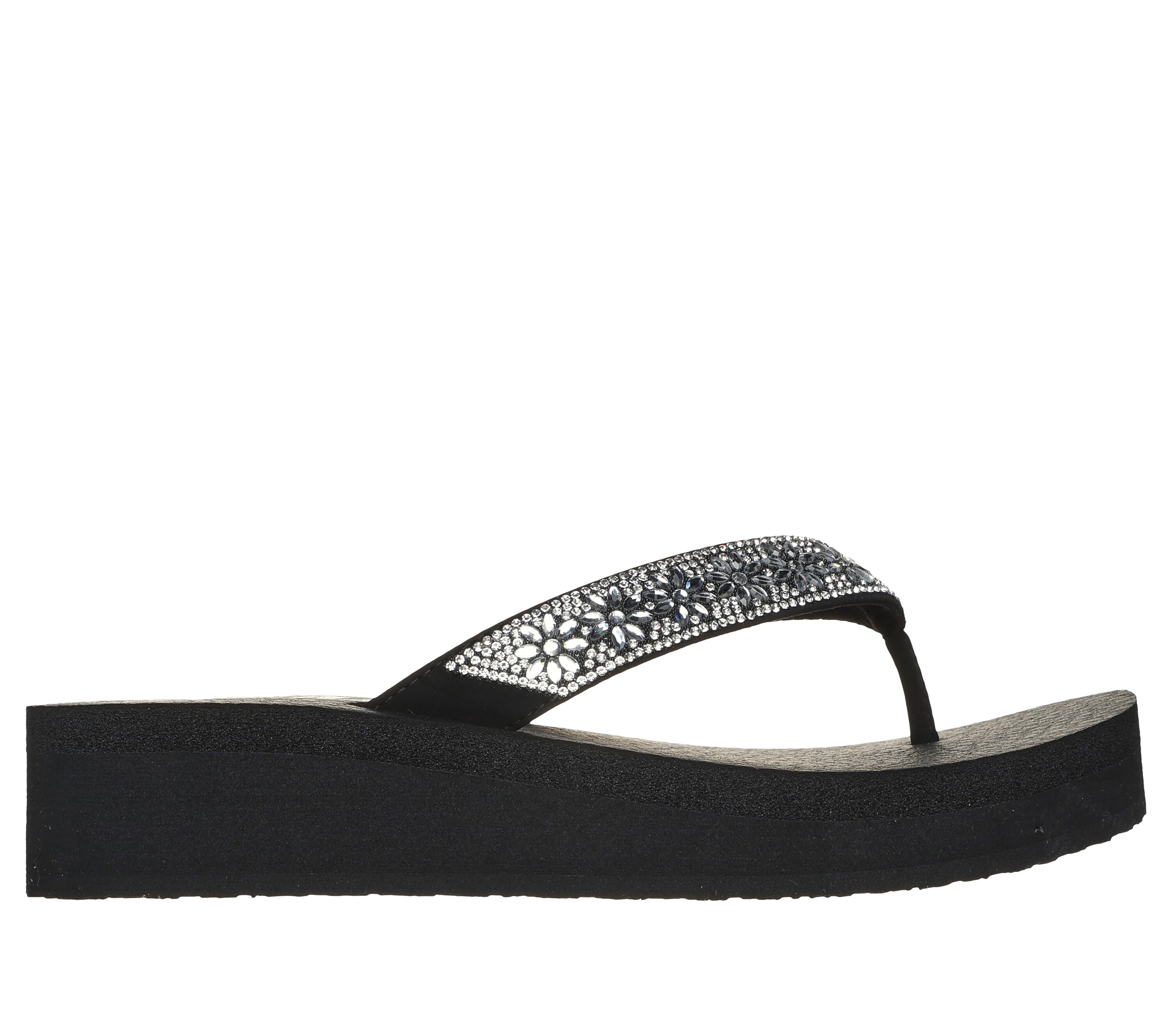 Skechers Vinyasa Wild Daisies 119638 Black Rhinestone Yoga Foam