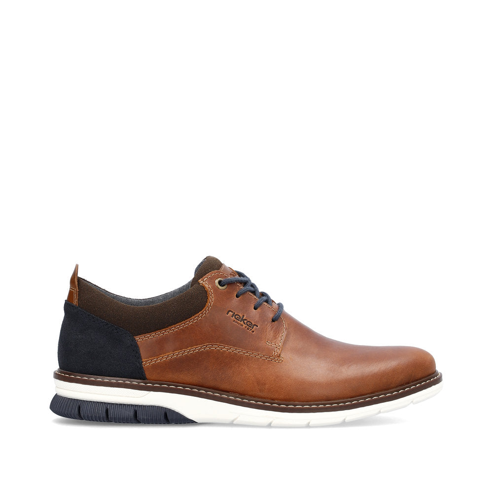 Rieker 14405 mens two tone, tan and navy smart leather shoes