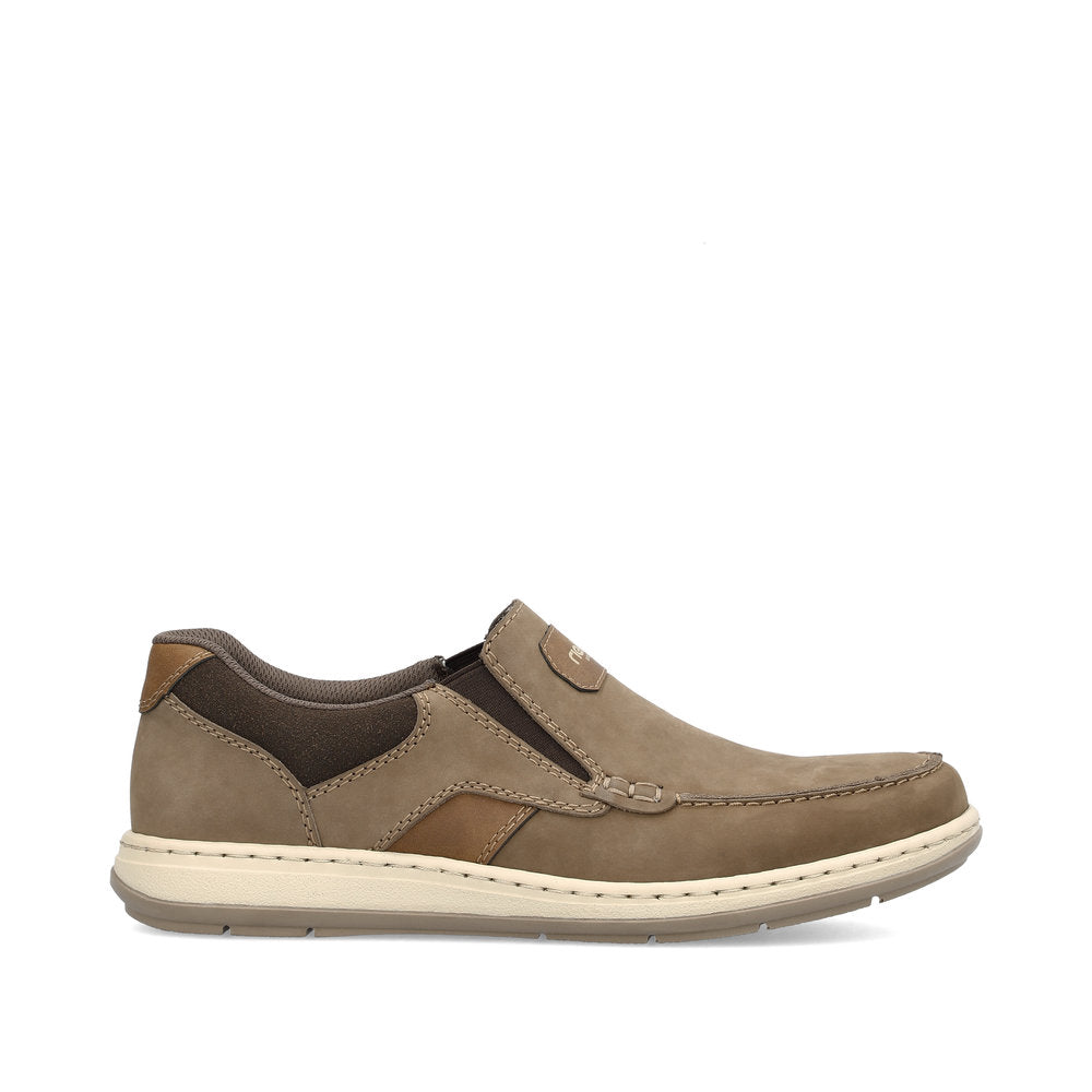 Rieker 17368 mens slip on taupe nubuck leather comfort casual