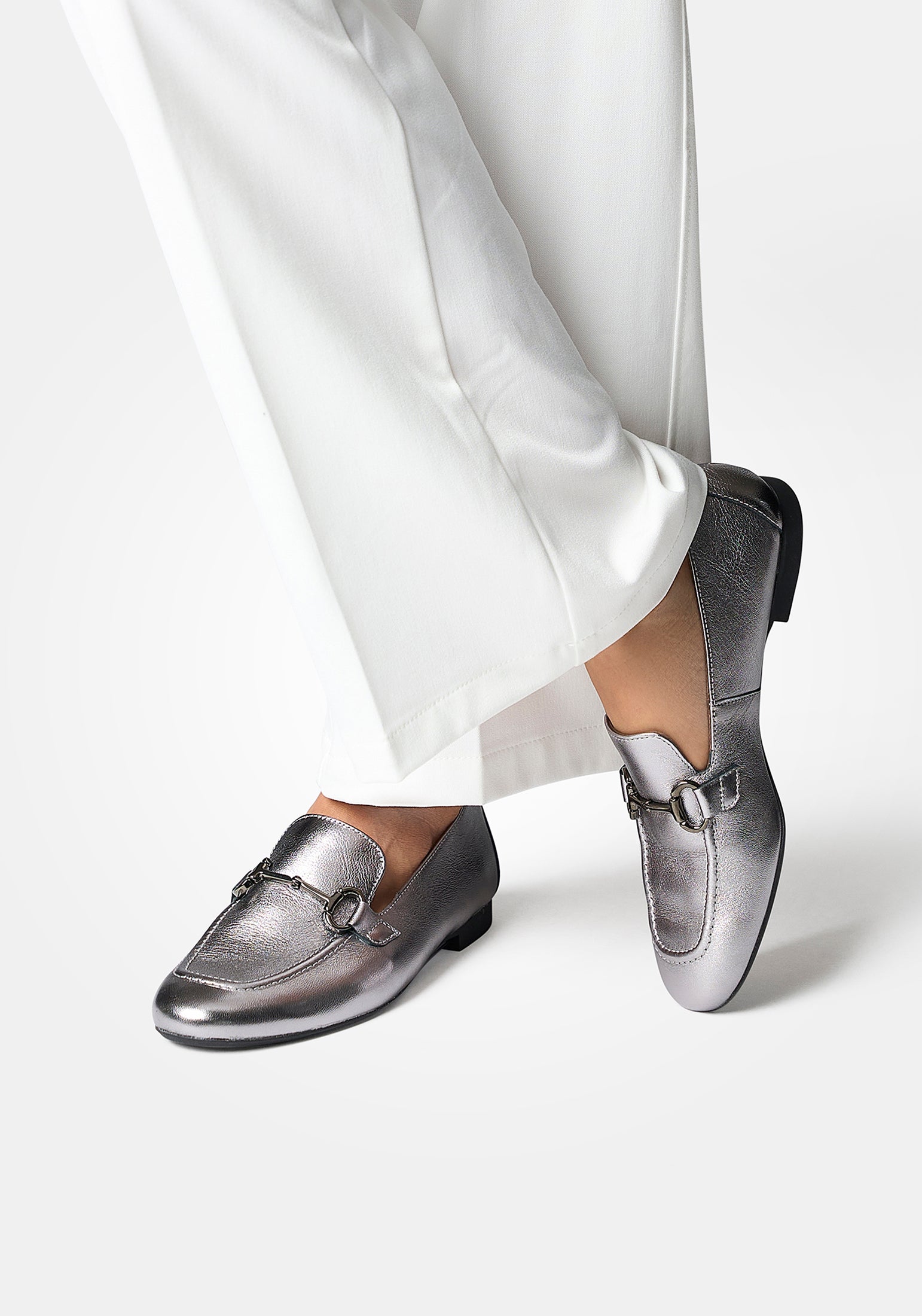 Paul Green Birgit 2596 super silver leather loafers Arnouts Shoes