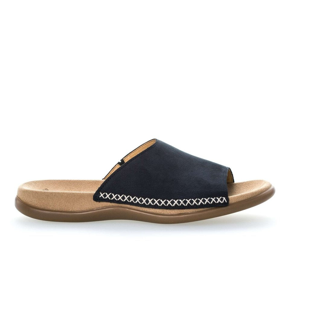 Gabor Eagle Jollys Navy blue nubuck leather sliders sandals