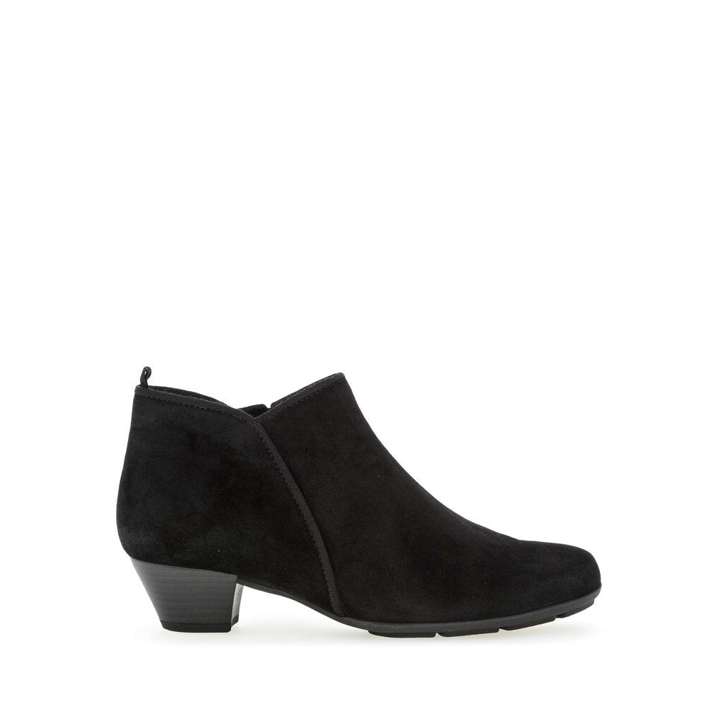 Gabor Trudy black suede leather booties with dressy low heel â Arnouts Shoes