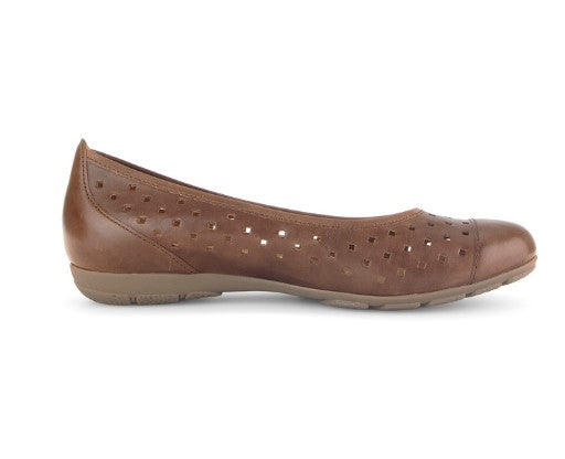 Gabor Ruffle women's soft peanut smooth leather ballet flats