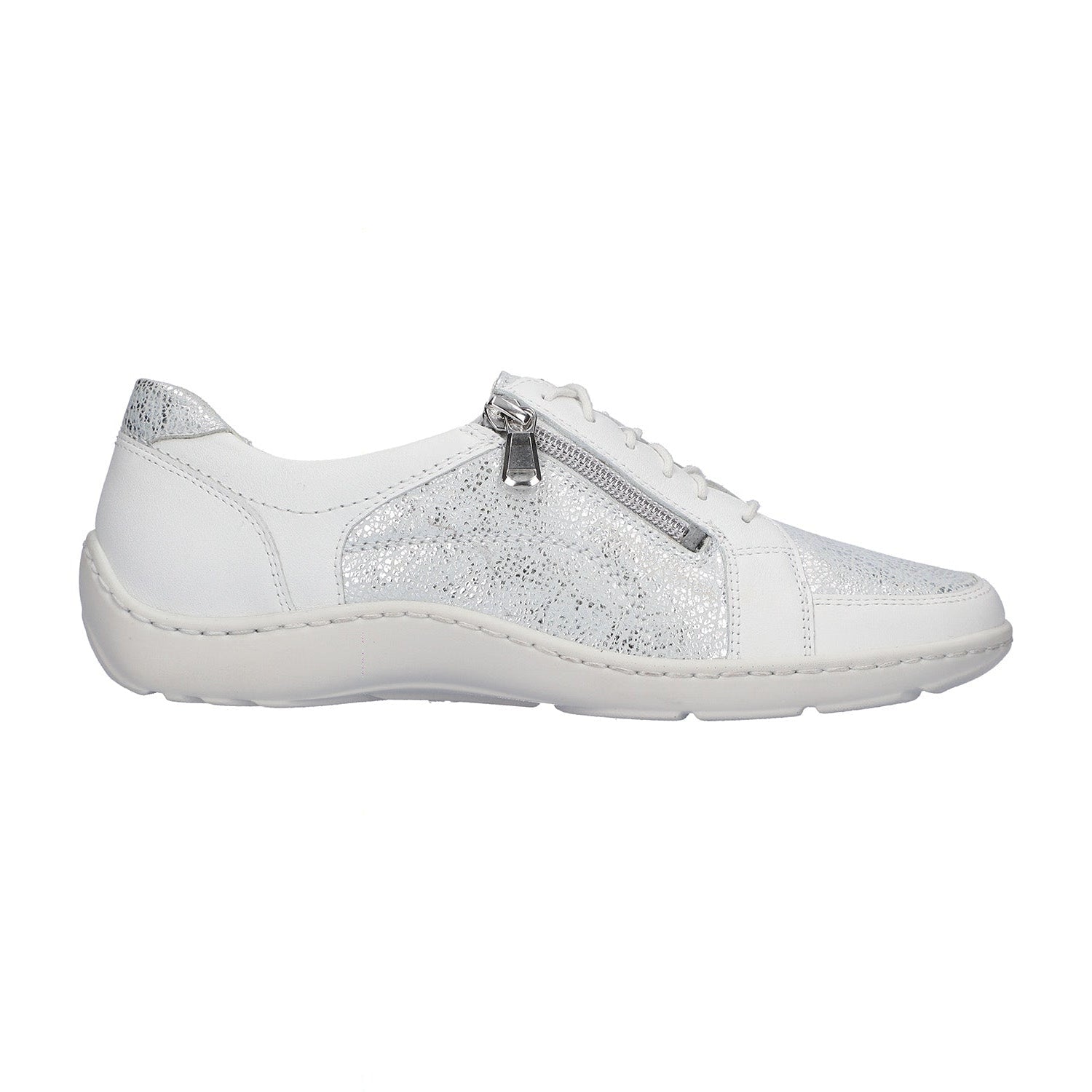 Waldläufer Hiroko H64007 335 150 Silber Weiss Leather Womens Lace/Zip Up Trainers 39 Silber Weiss Waldläufer Hiroko H64007 335 150 Silber Weiss Leather Womens Lace/Zip Up Trainers 39 Silber Weiss
