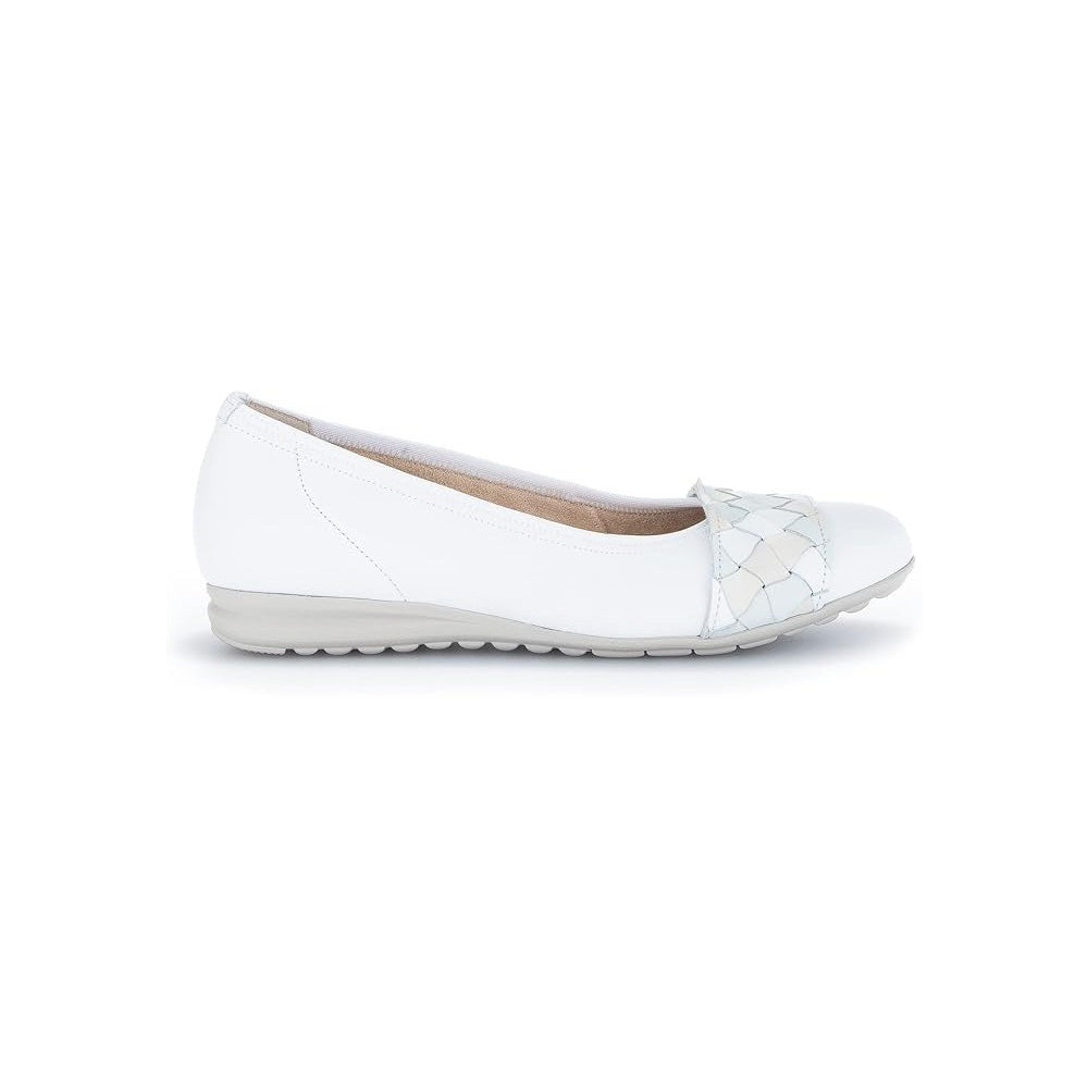 Gabor Snowdrop white leather cushioned ballet flats 82.629 Arnouts Shoes