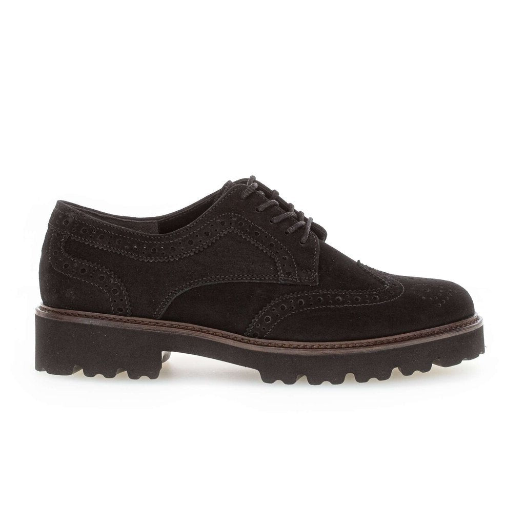 Gabor Sweep black suede leather brogues with chunky sole
