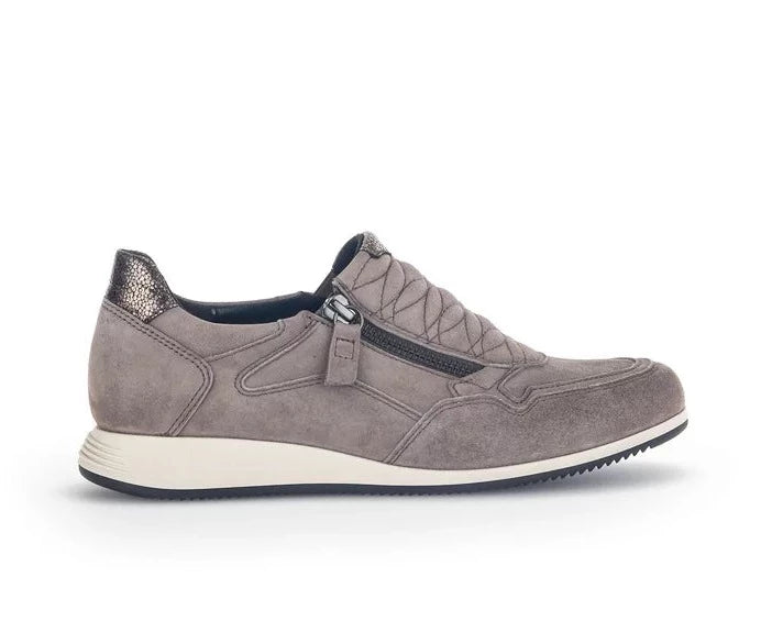 Gabor Janis women s fumo grey soft suede zip sneakers 36.408