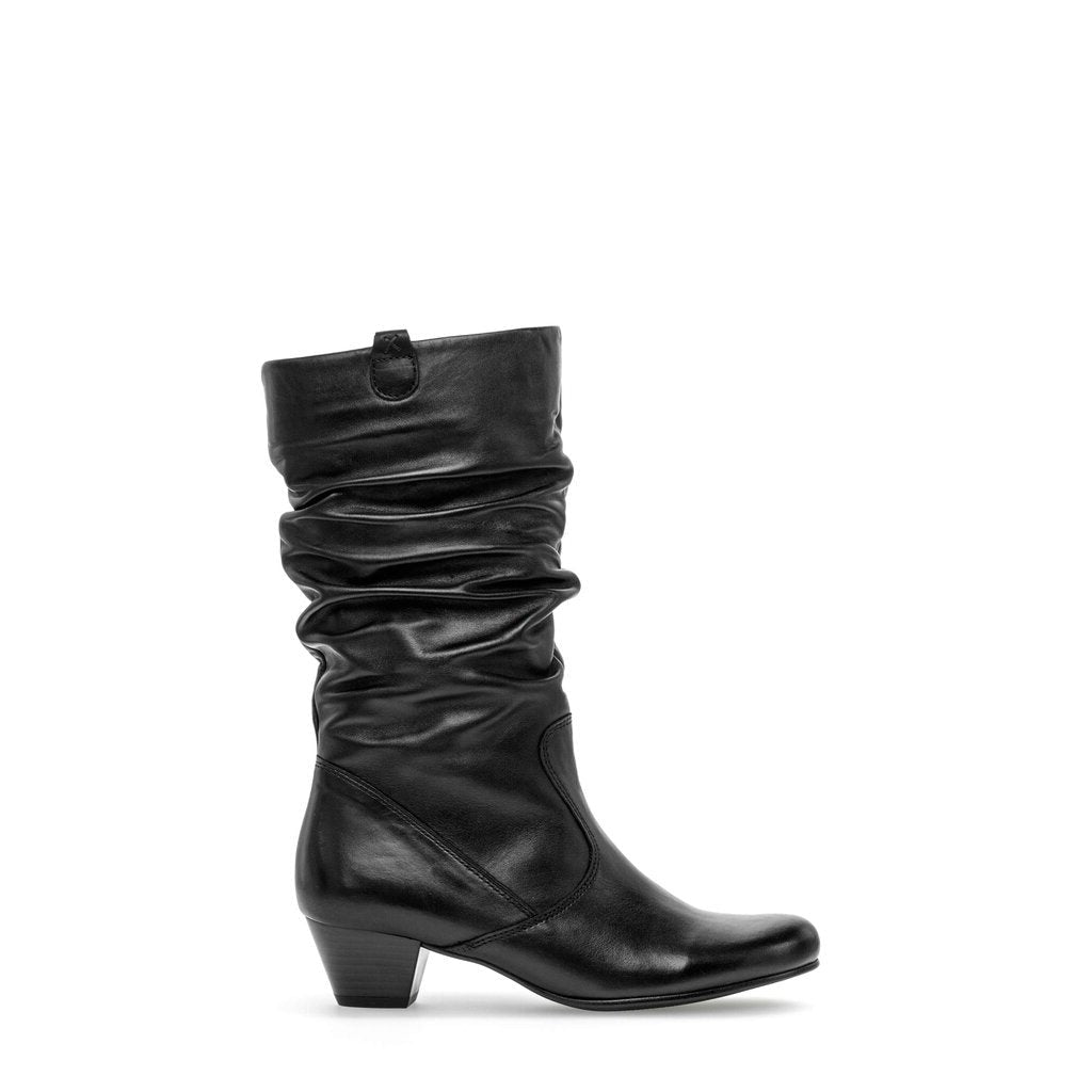 Gabor Rachel mid calf black leather slouch boots 36.072