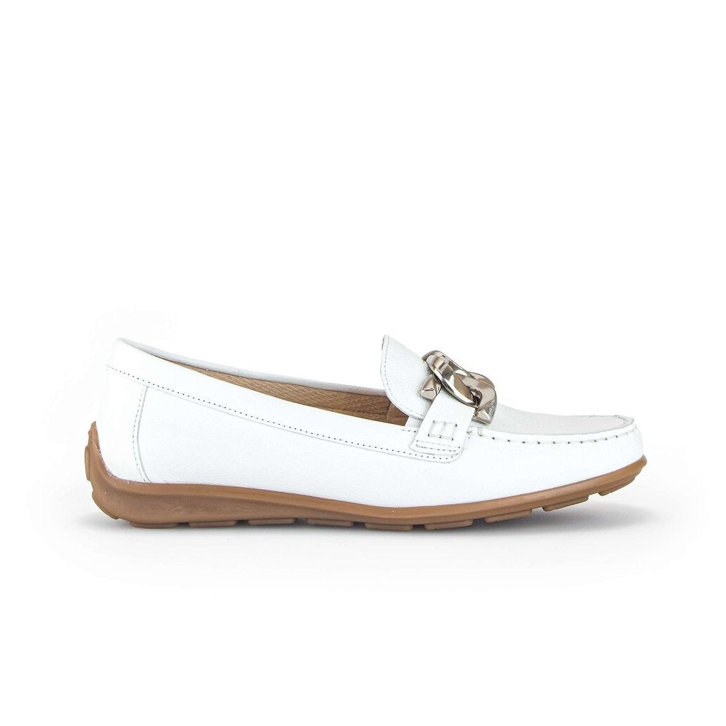 Gabor Energy women's classic white soft leather moccasin loafer