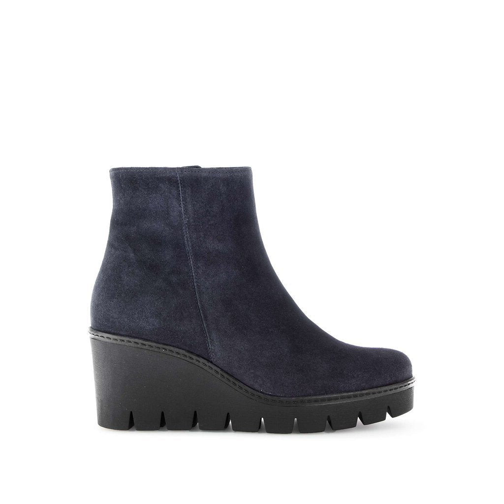Gabor Utopia high wedge soft navy blue suede ankle boots