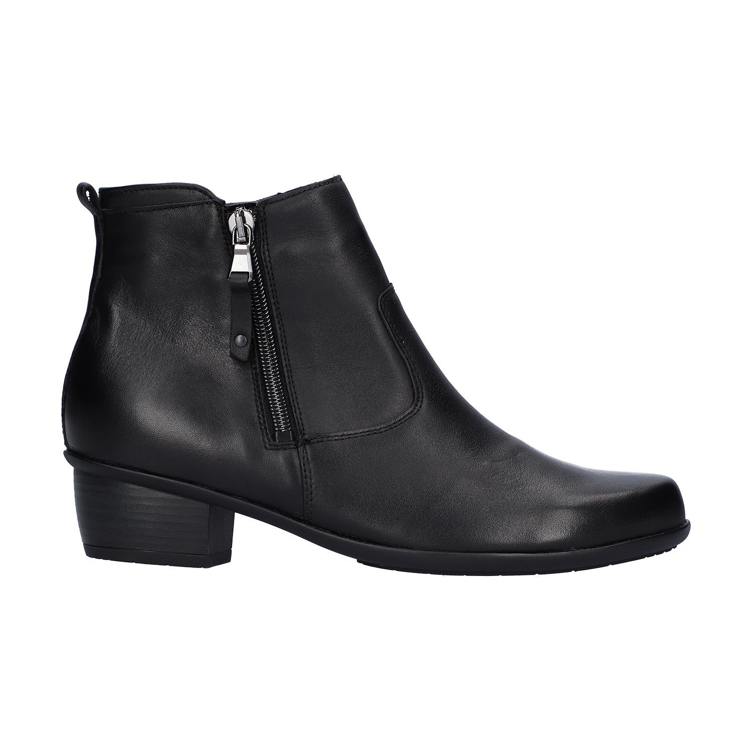 Black leather ankle boots wide fit best sale