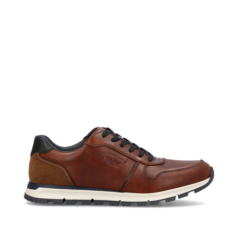 Rieker B0503 men's Chestnut leather lace up smart casual trainers