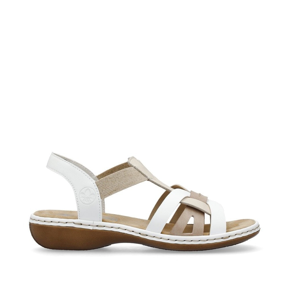Rieker 65918 White multi with elastic straps walking sandals
