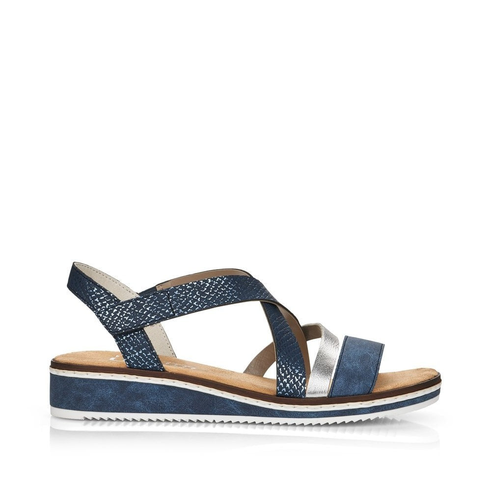 Rieker Wedge Sandals Sale Uk Rieker Women's V3663 Blue Multi