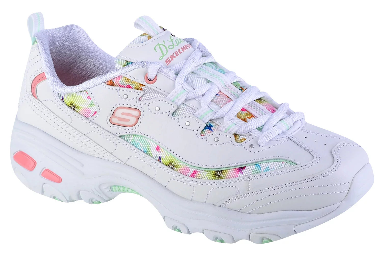 Skechers 149267 D Lites Blooming Fields white lace up Chunky trainers Arnouts Shoes