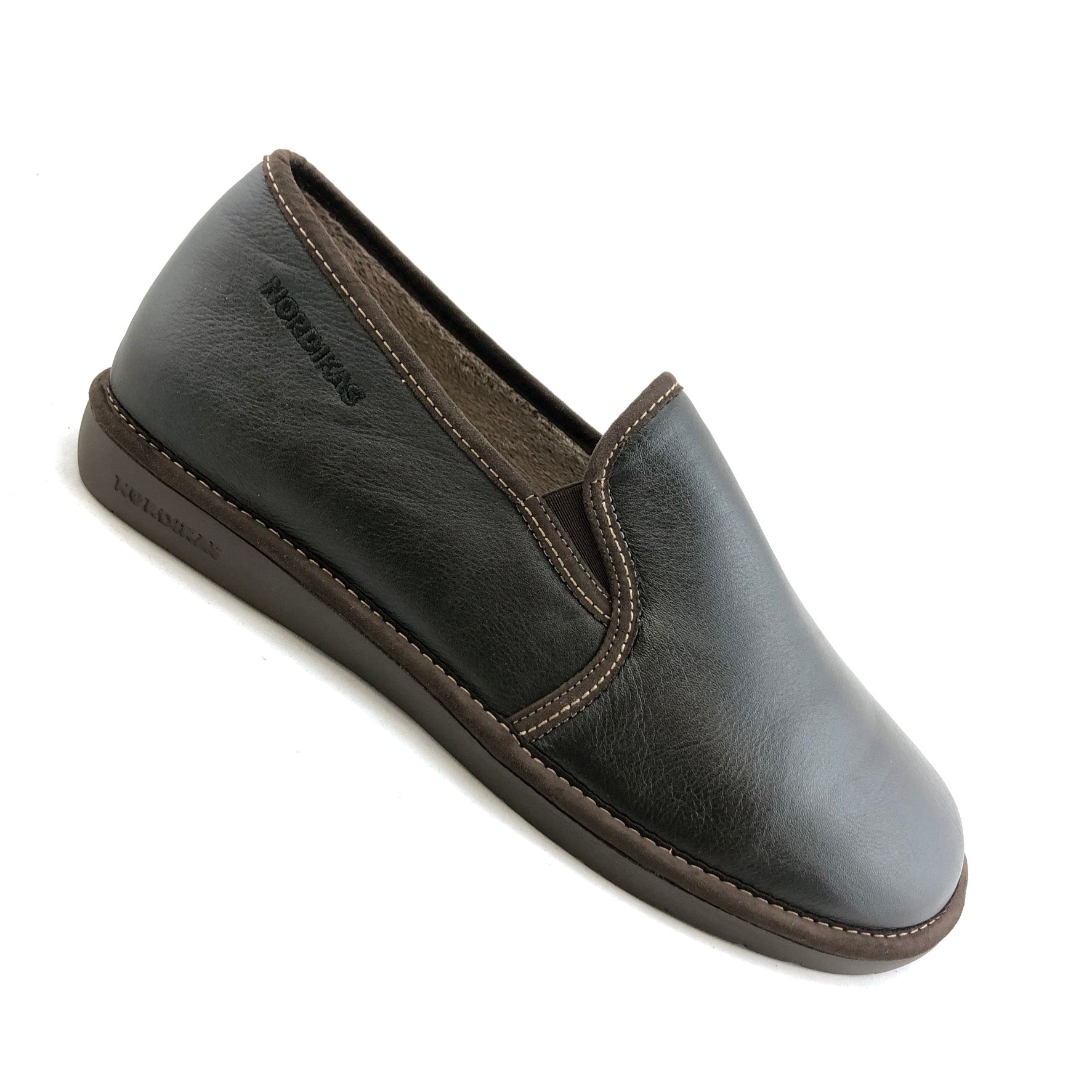 Nordikas Slippers 663 Noble Black soft leather house shoes