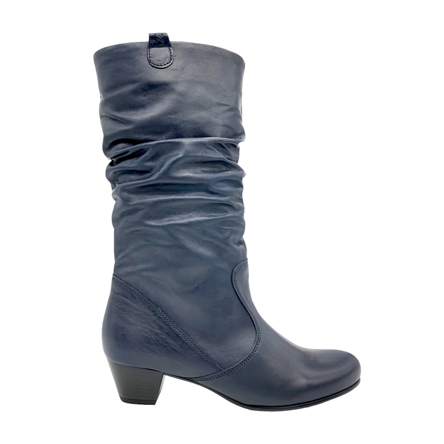 Gabor Rachel mid calf navy blue leather slouch boots