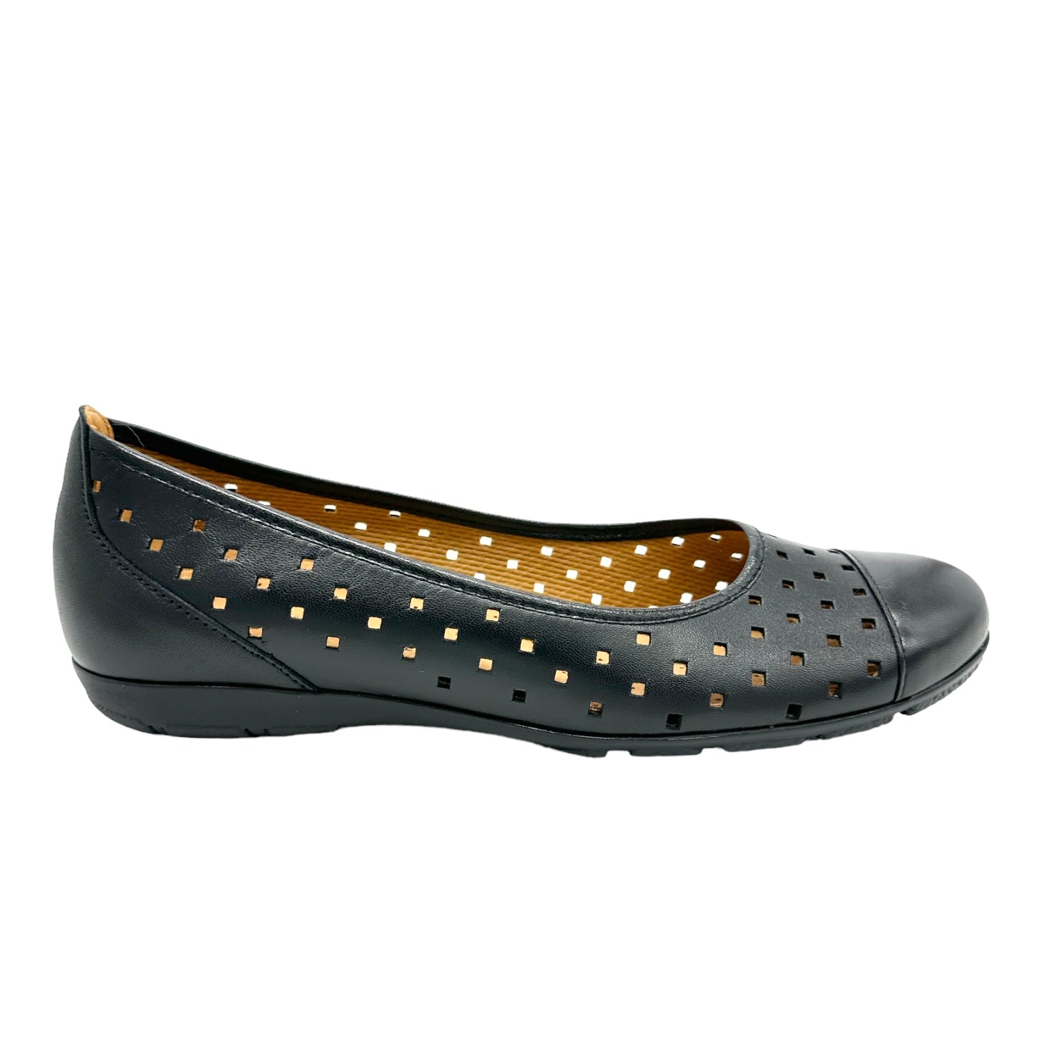 Gabor Ruffle women's soft black leather casual ballet flats