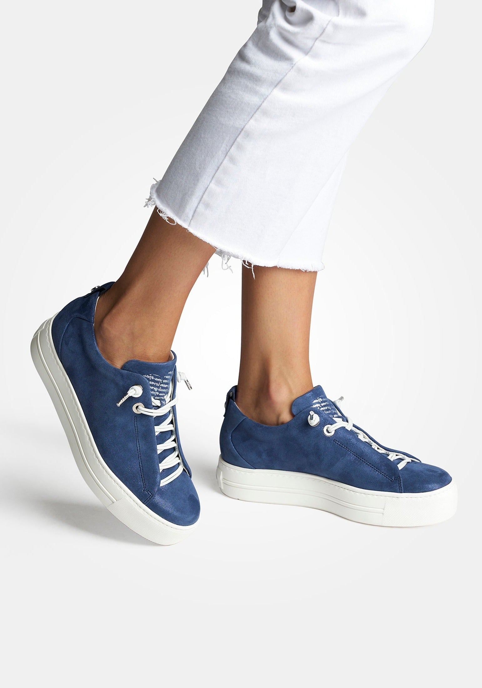 Paul Green Emely 5017 blue shimmer nubuck super soft slip on