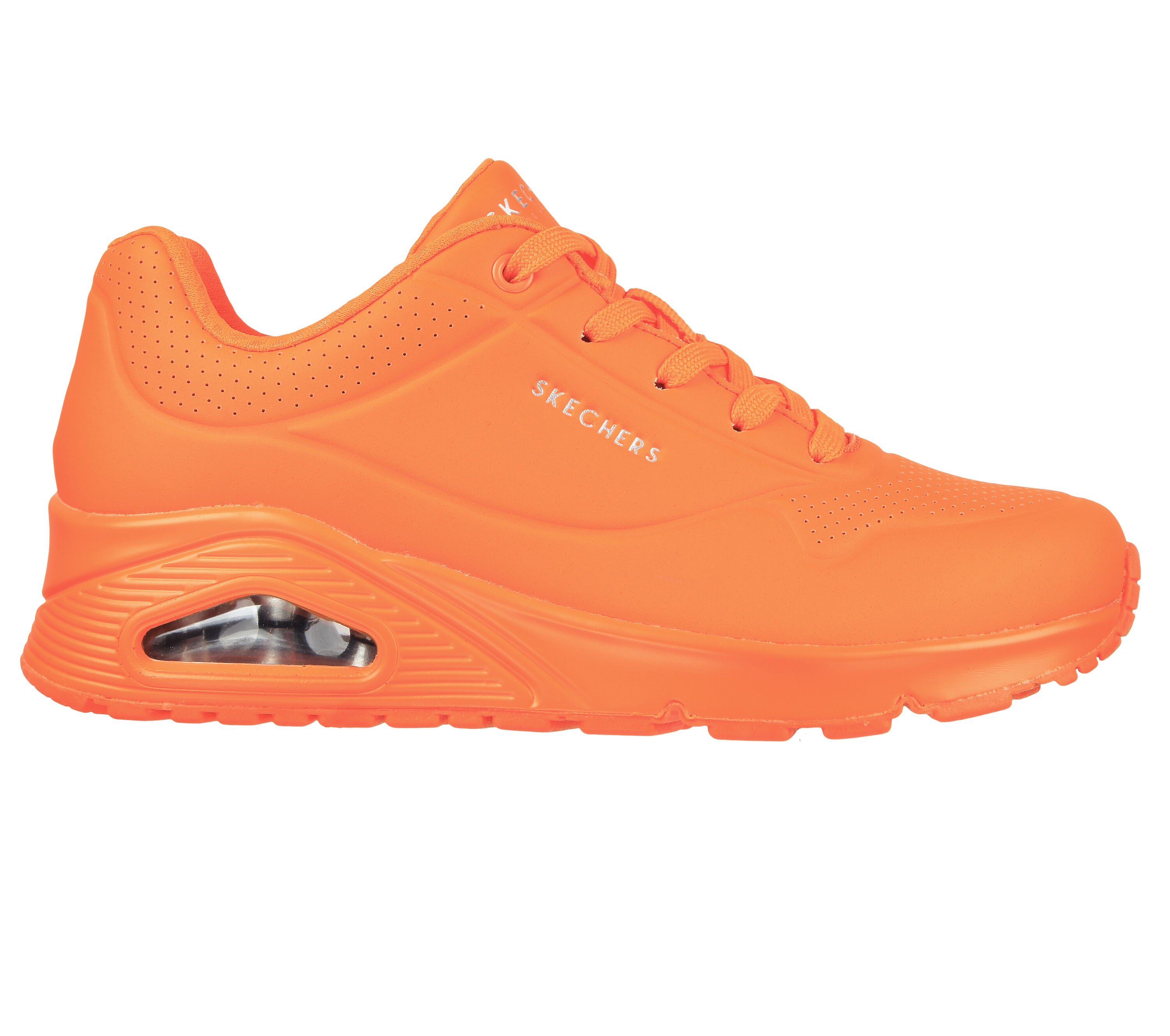 Skechers Uno 73667 Nigh Shades Neon Orange wedge trainers – Arnouts Shoes