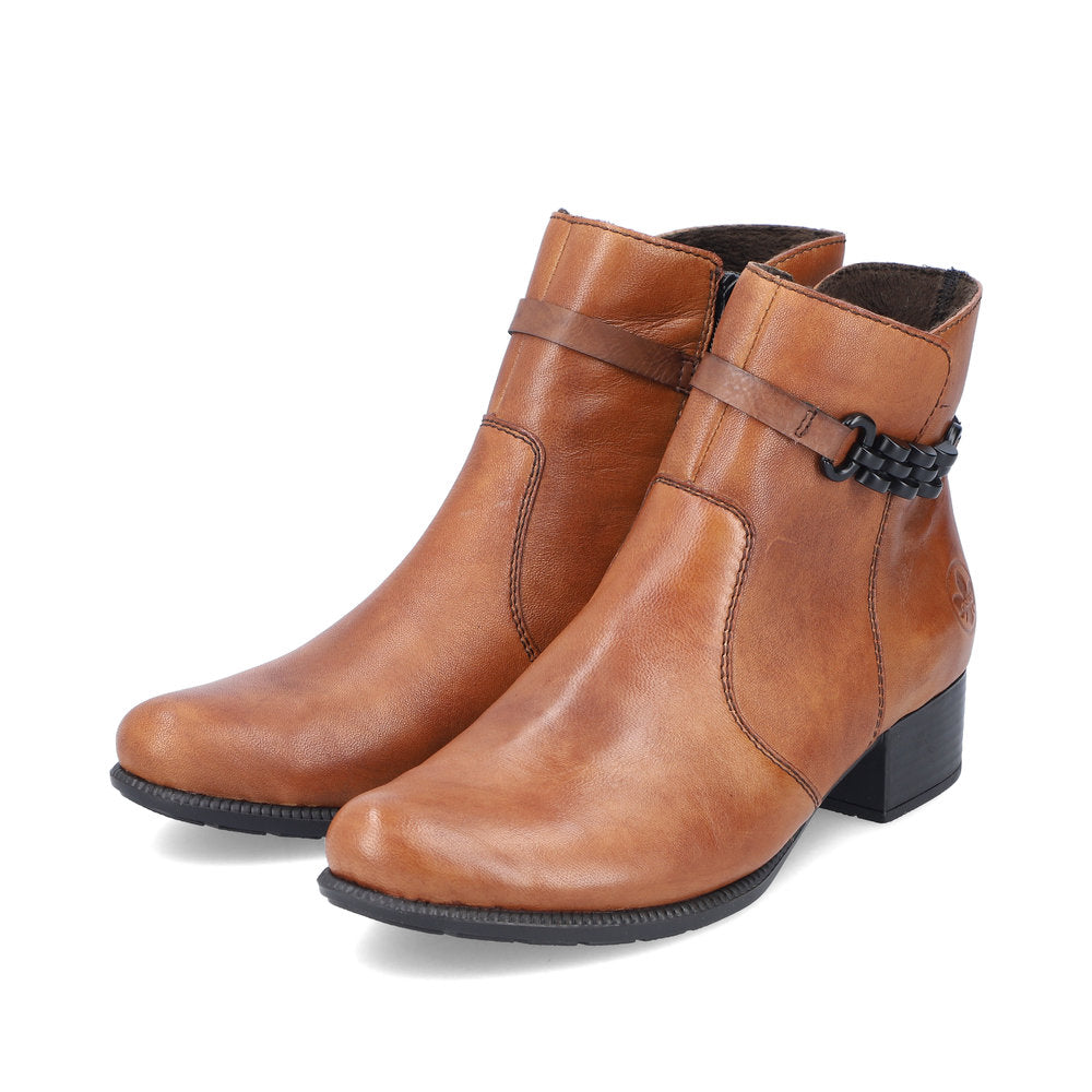 Paisley Golden Tan Leather Block Heel Ankle Boot