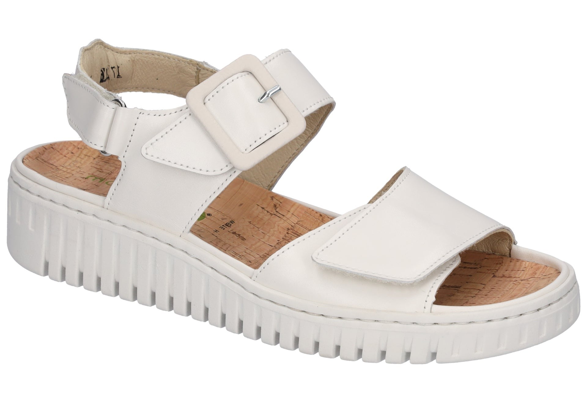 Waldlaufer H-Willow Off white leather E fit twin hook and loop sandal ...