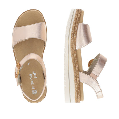 Remonte D0Q52 pale rose gold walking sandals with comfy sole