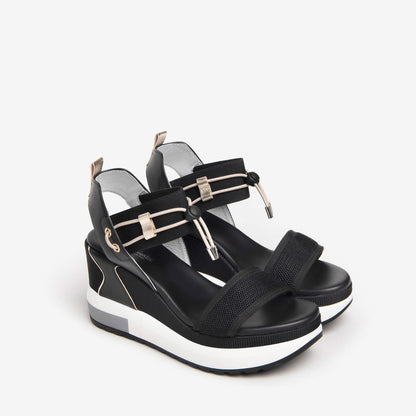 NeroGiardini Wedge Leather Platform Sandals E307753D