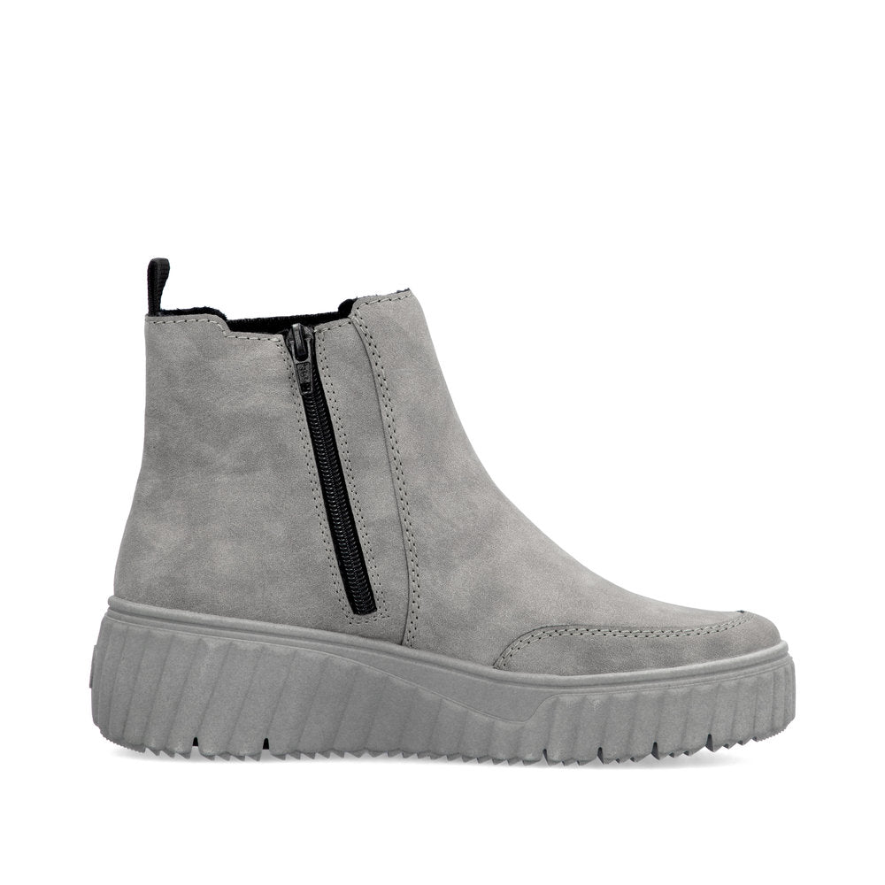 Grey wedge damaged ankle boots uk