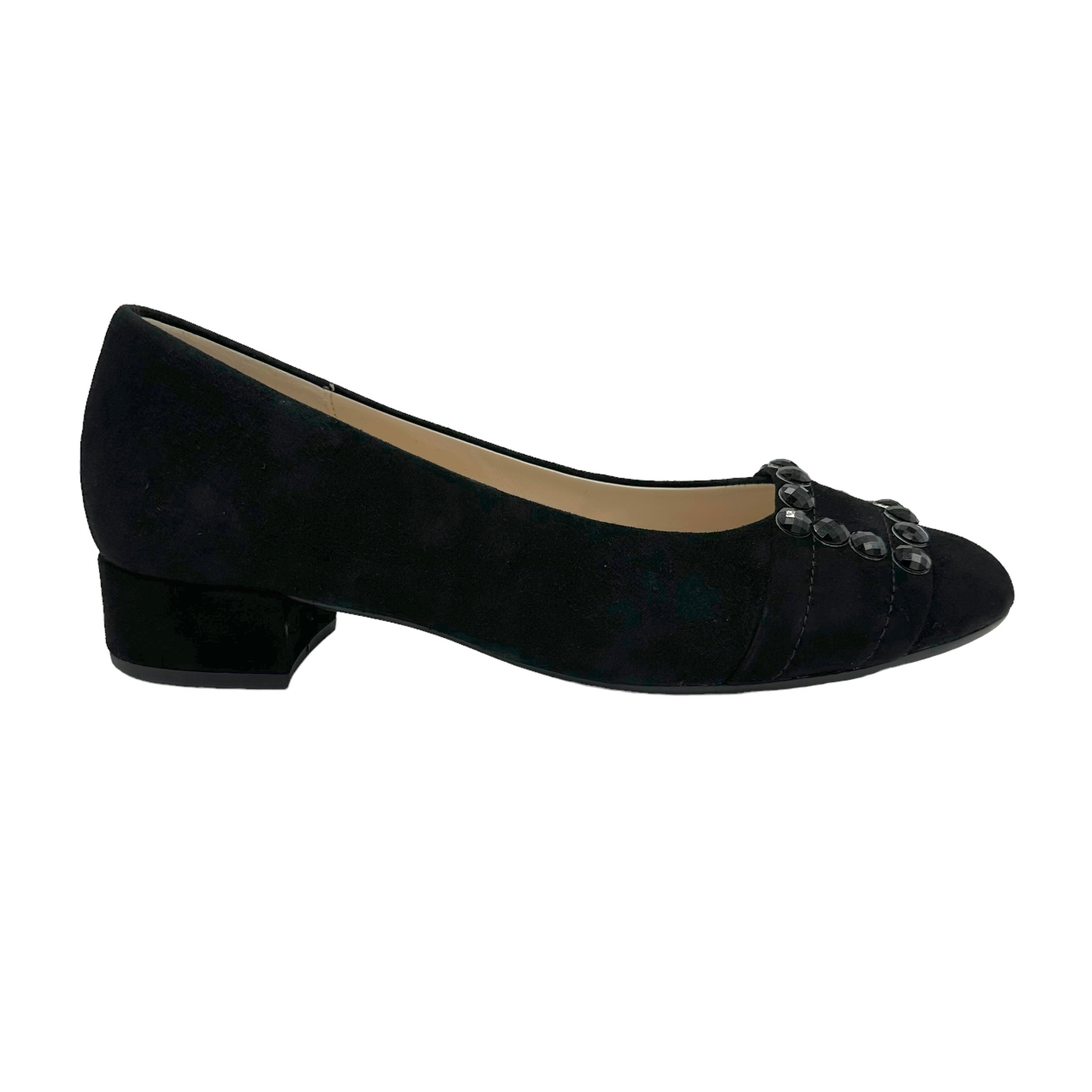 Gabor Develop 31.323 black suede classic low heeled court shoes ...