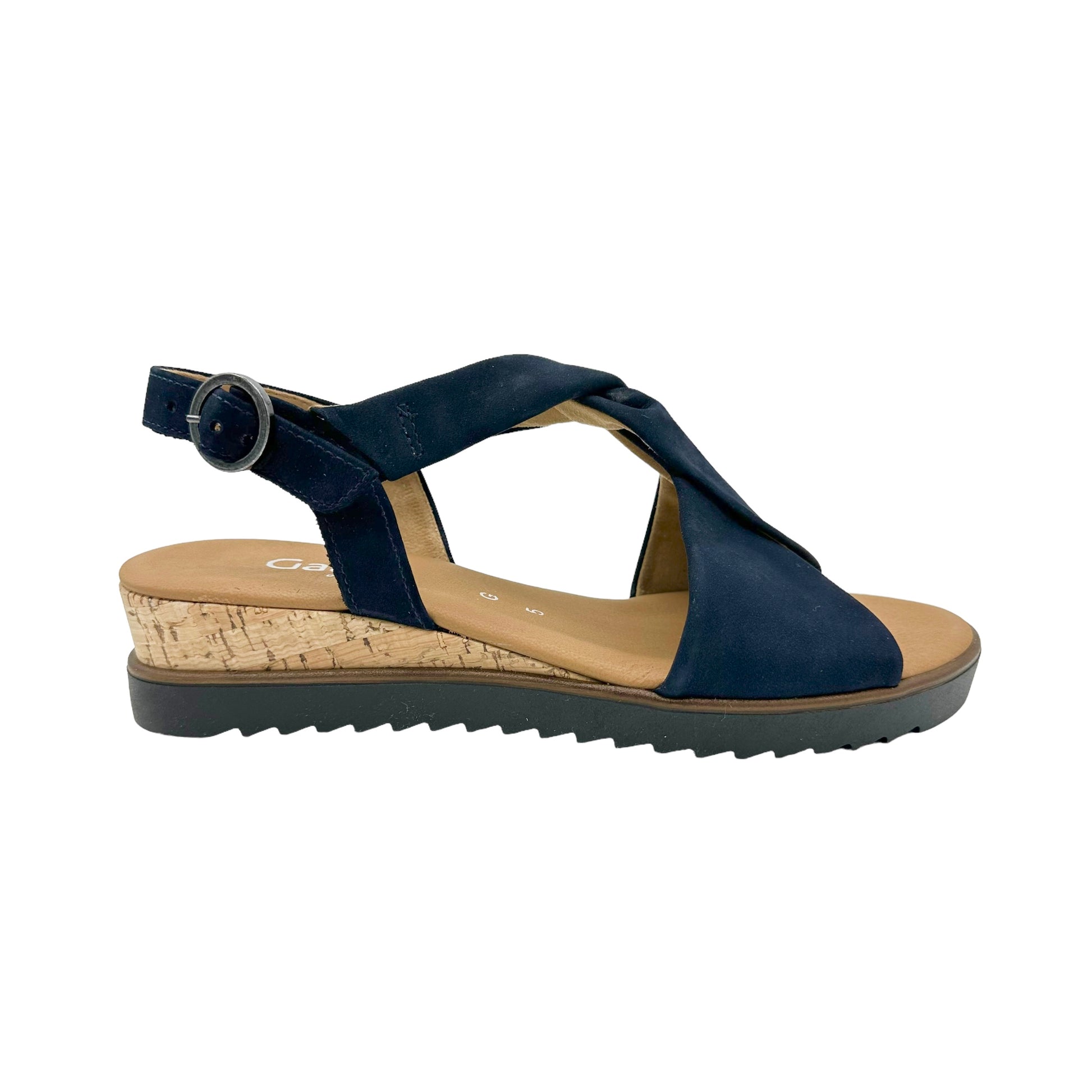 Gabor Rich navy suede soft leather comfort wedge sandals