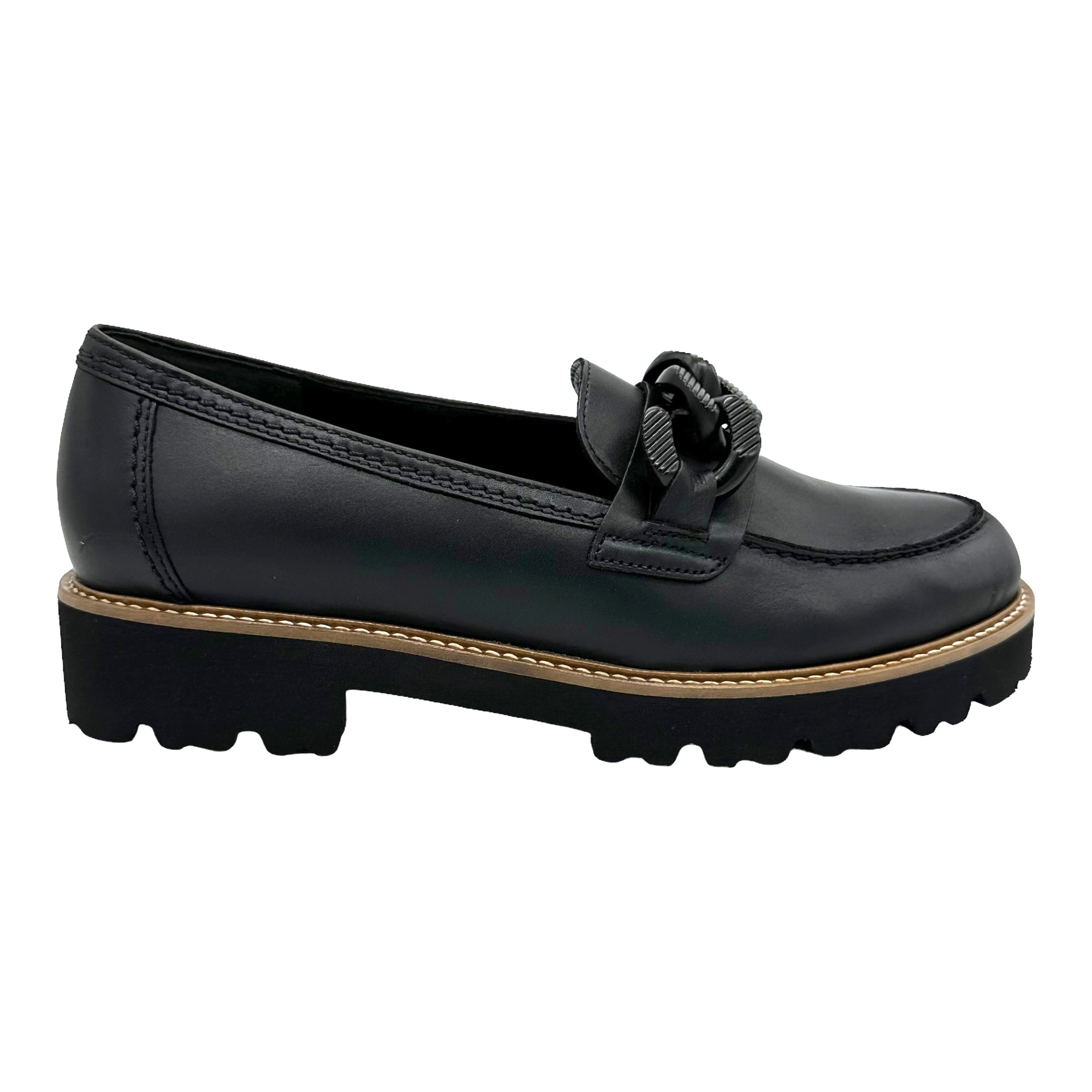 Black chunky hot sale loafers womens