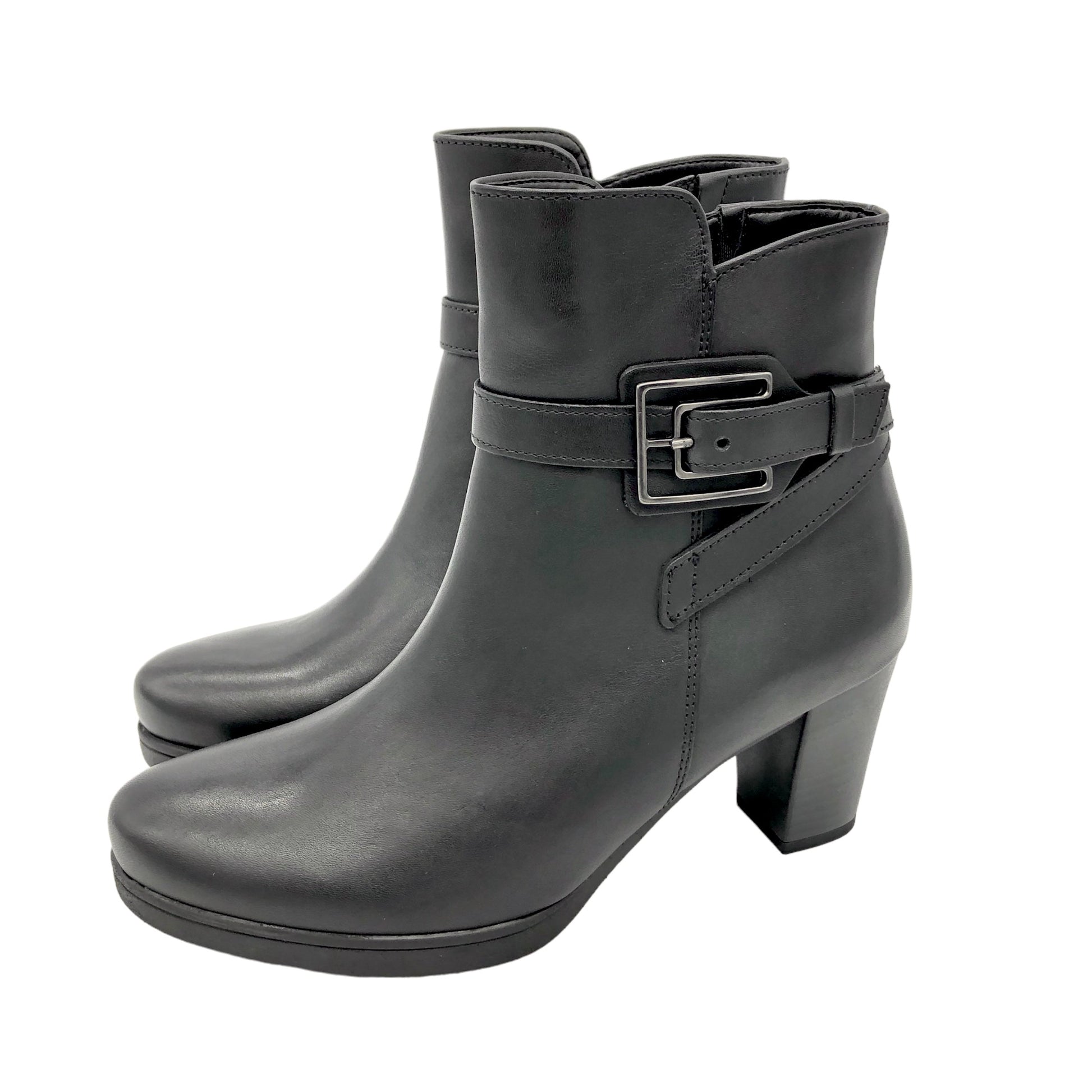 Gabor Vaad black leather ankle boots with thick heel 92.083 – Arnouts Shoes