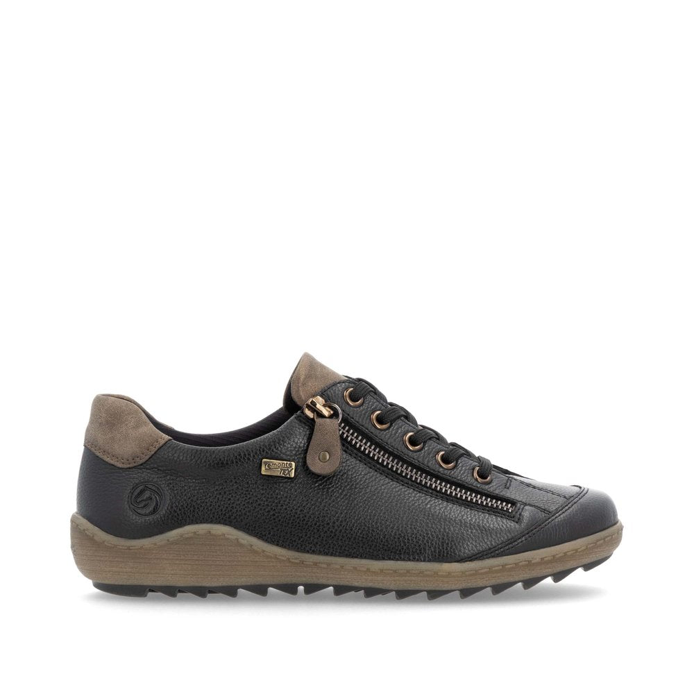 Remonte R1402 black leather lace up shoes with water resistant membrane ...