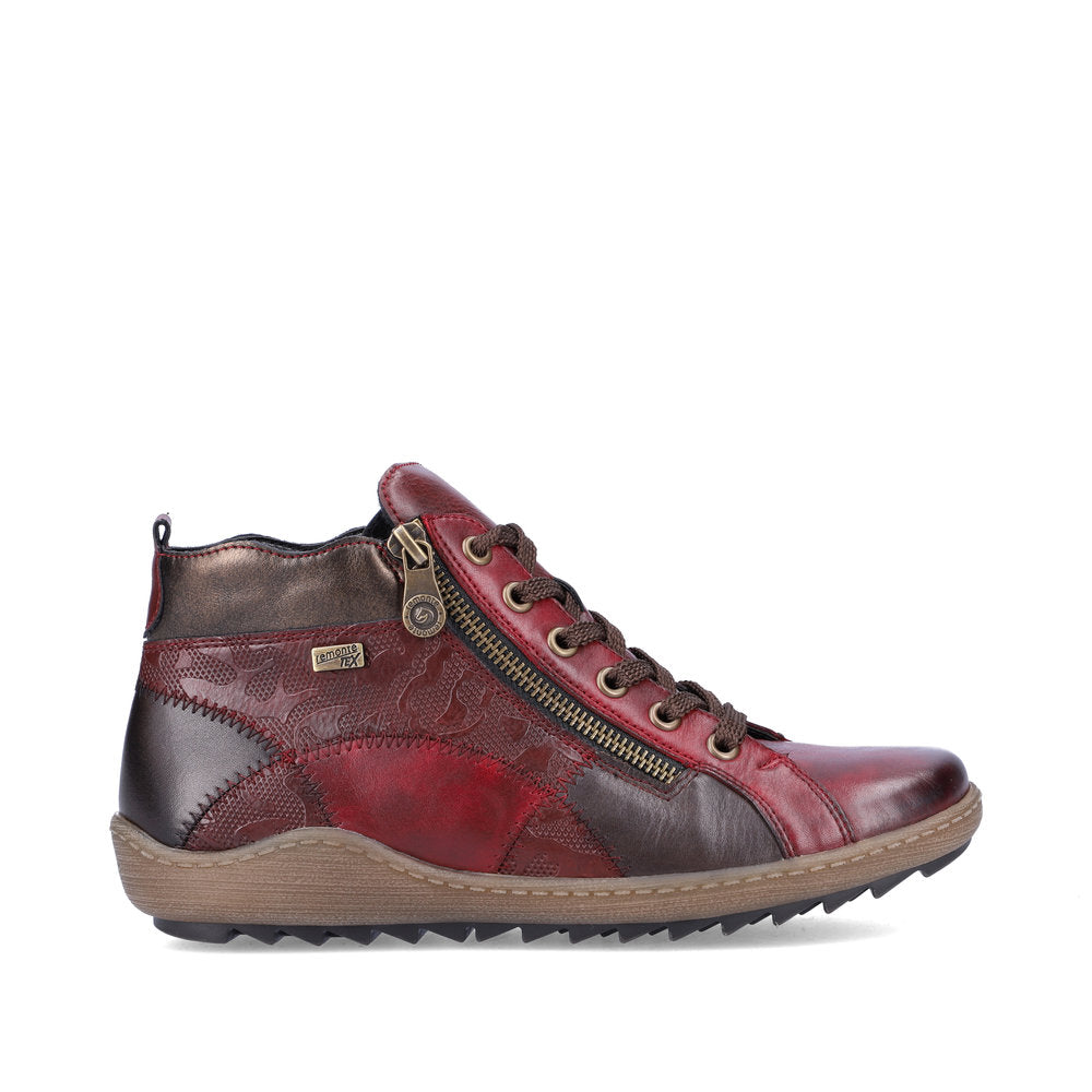 Remonte R1467 deep red combination leather ankle boots – Arnouts Shoes