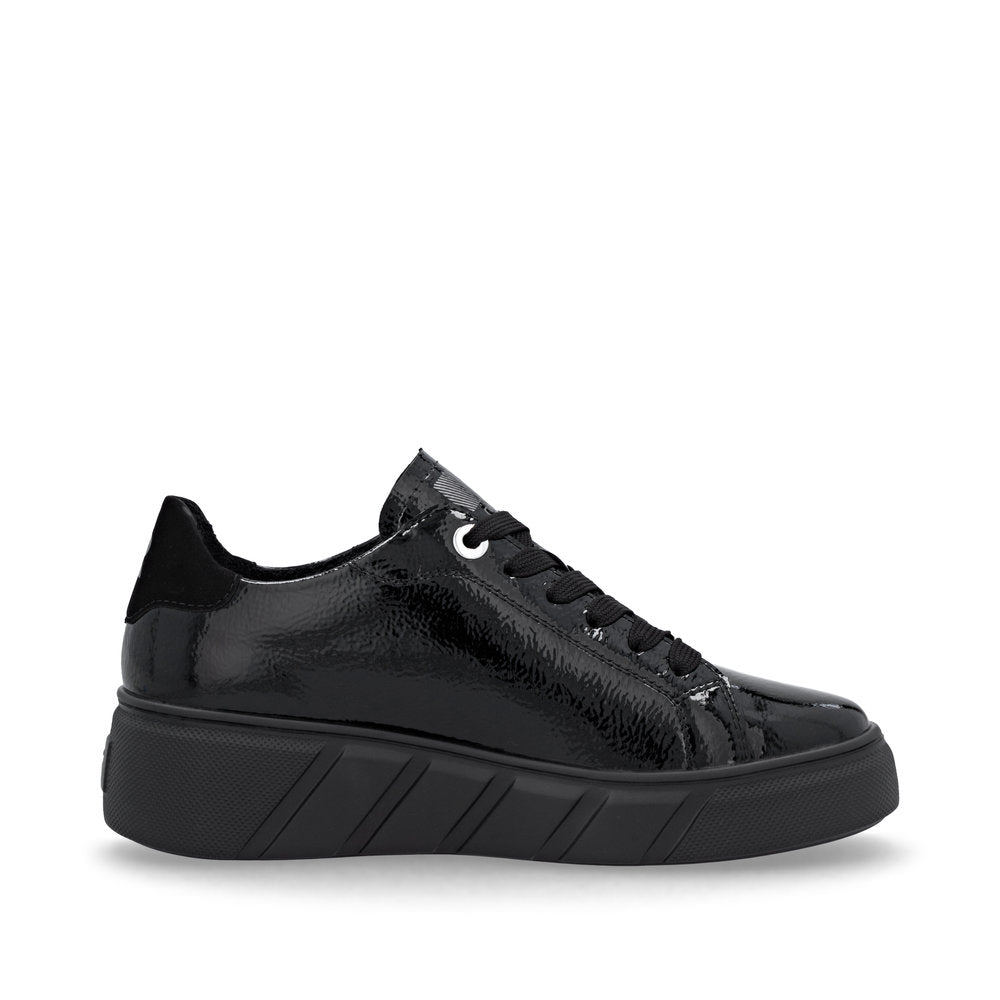 Rieker W2601 black patent leather platform sneakers – Arnouts Shoes