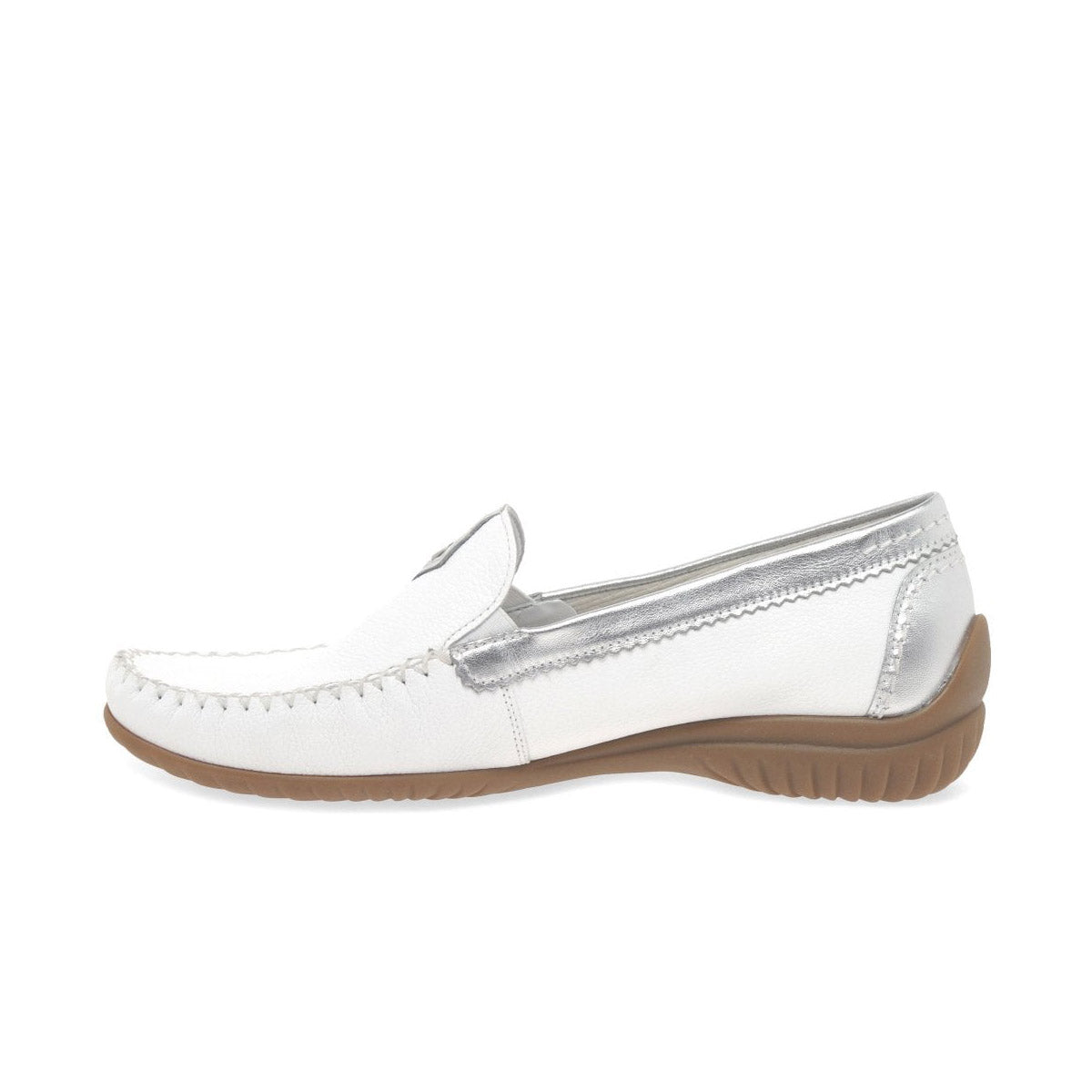 Gabor California white and silver leather loafers – Arnouts Shoes