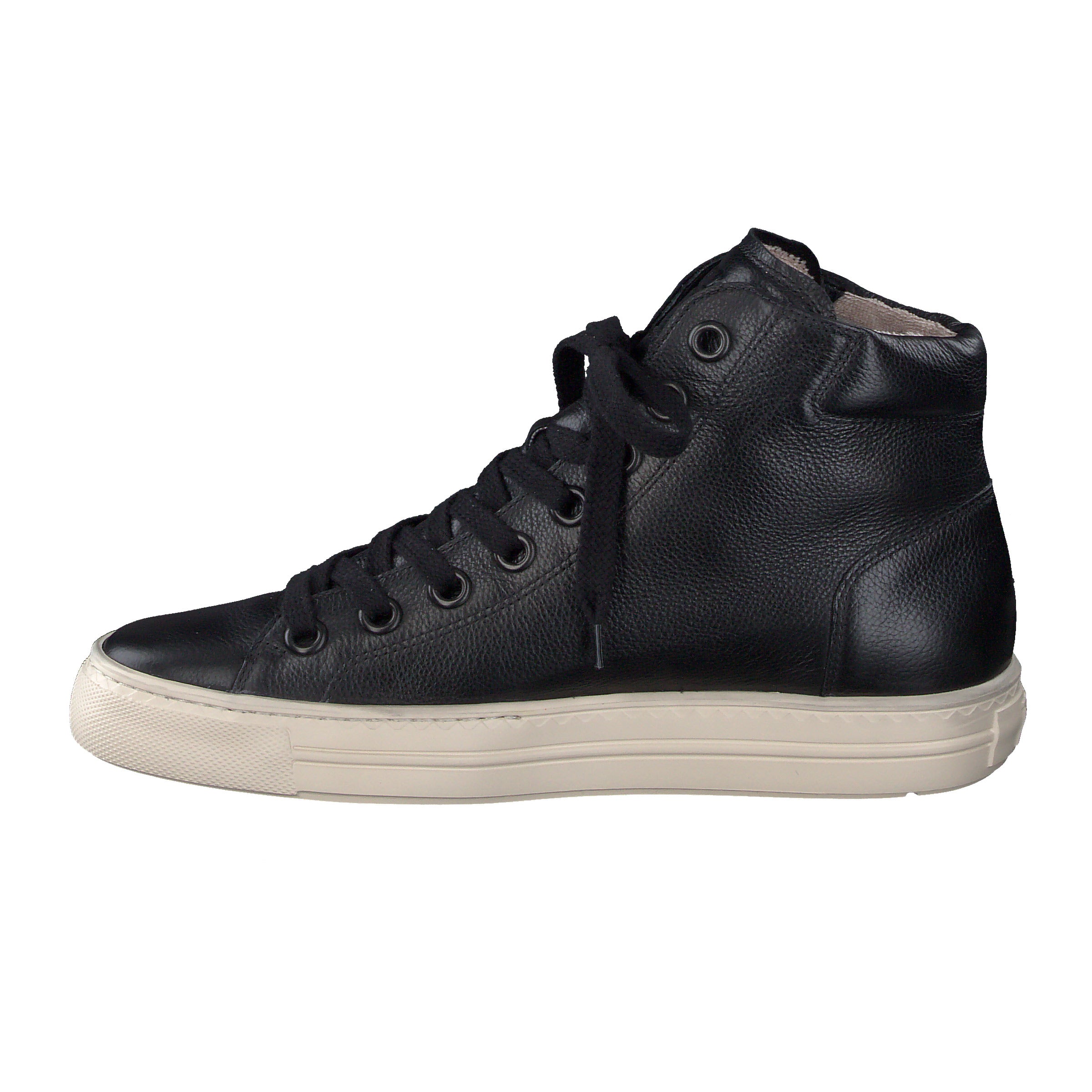 Paul Green Lena black calf leather super soft Hi Top sneakers with zip Arnouts Shoes