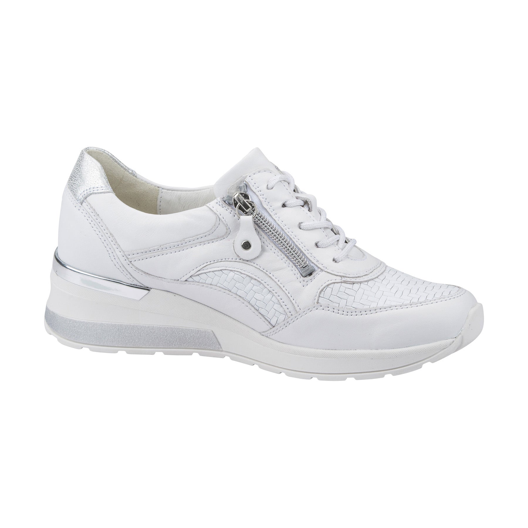 Waldlaufer H-Clara 939011 Women's white leather wedge heel trainers ...