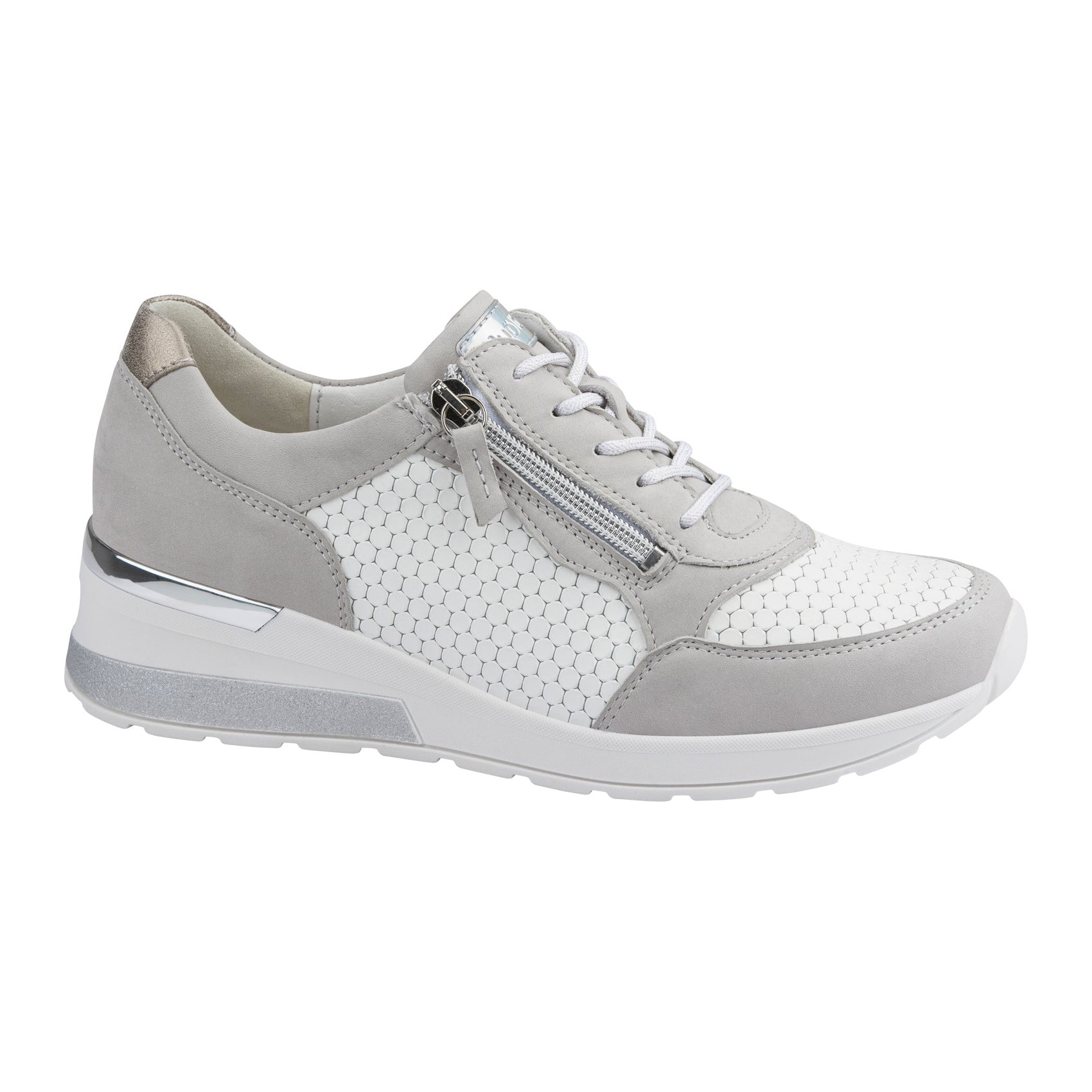 Waldlaufer H-Clara 939015 Women's grey and white wedge heel trainers ...