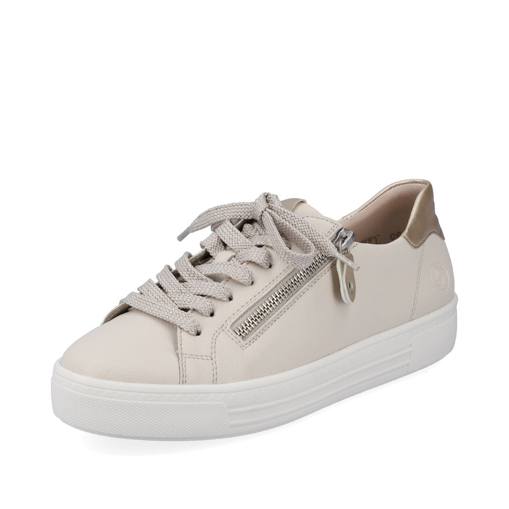 Remonte D0903 Beige leather lace up low top sneakers – Arnouts Shoes