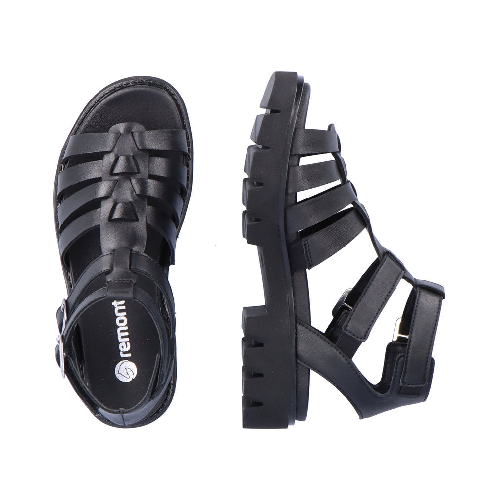 Black leather store walking sandals