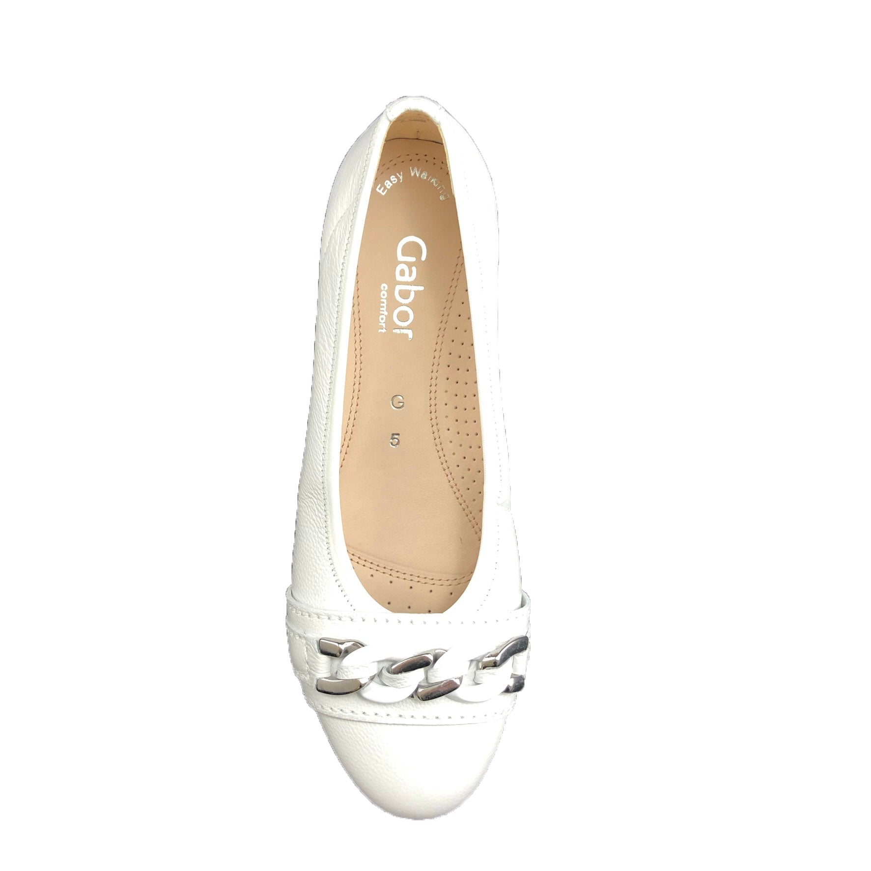 Gabor Snowdrop 82.621 low cut shoes with chain detail in white leather Arnouts Shoes