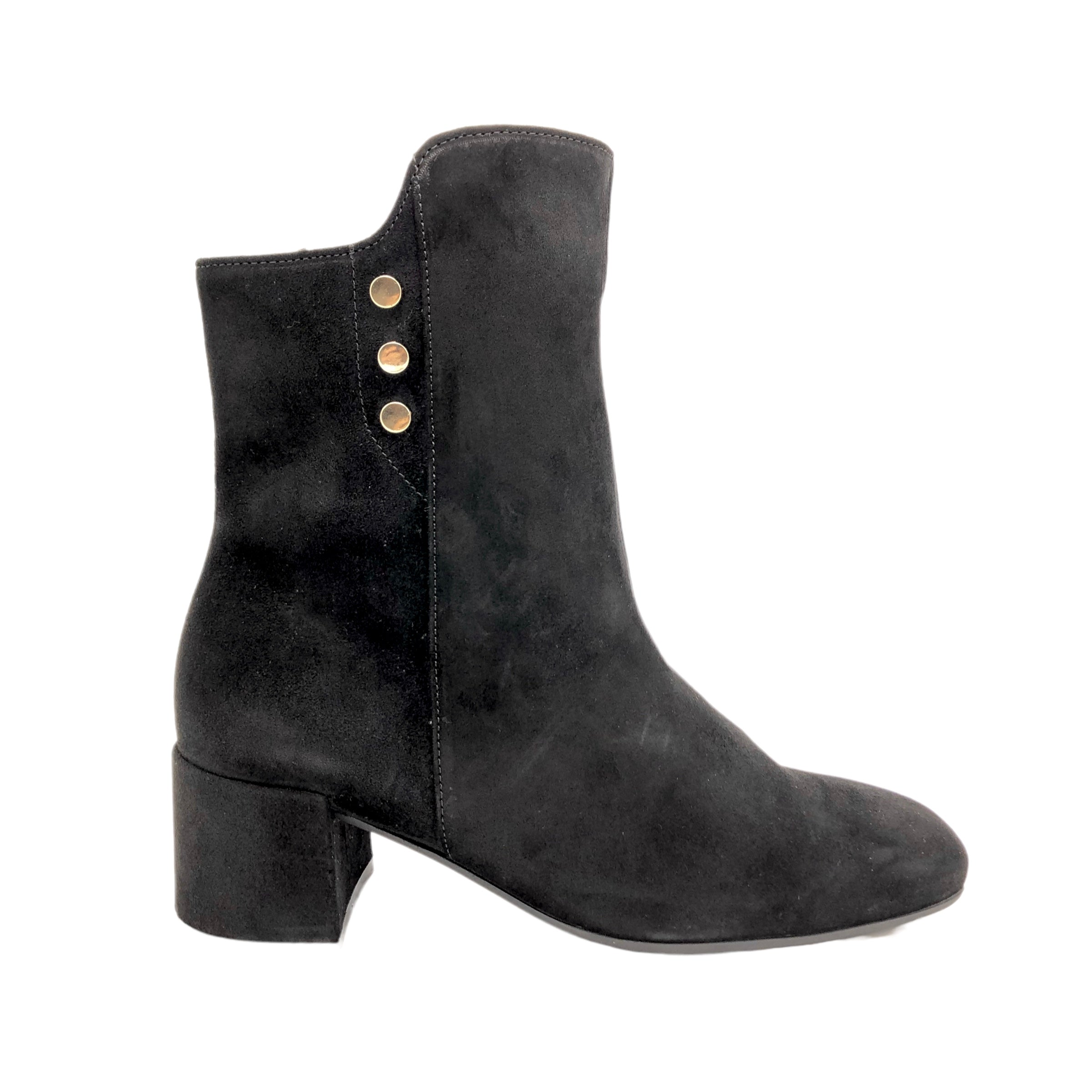 Gabor dressy black suede ankle boots with block heel 92.982 Arnouts Shoes