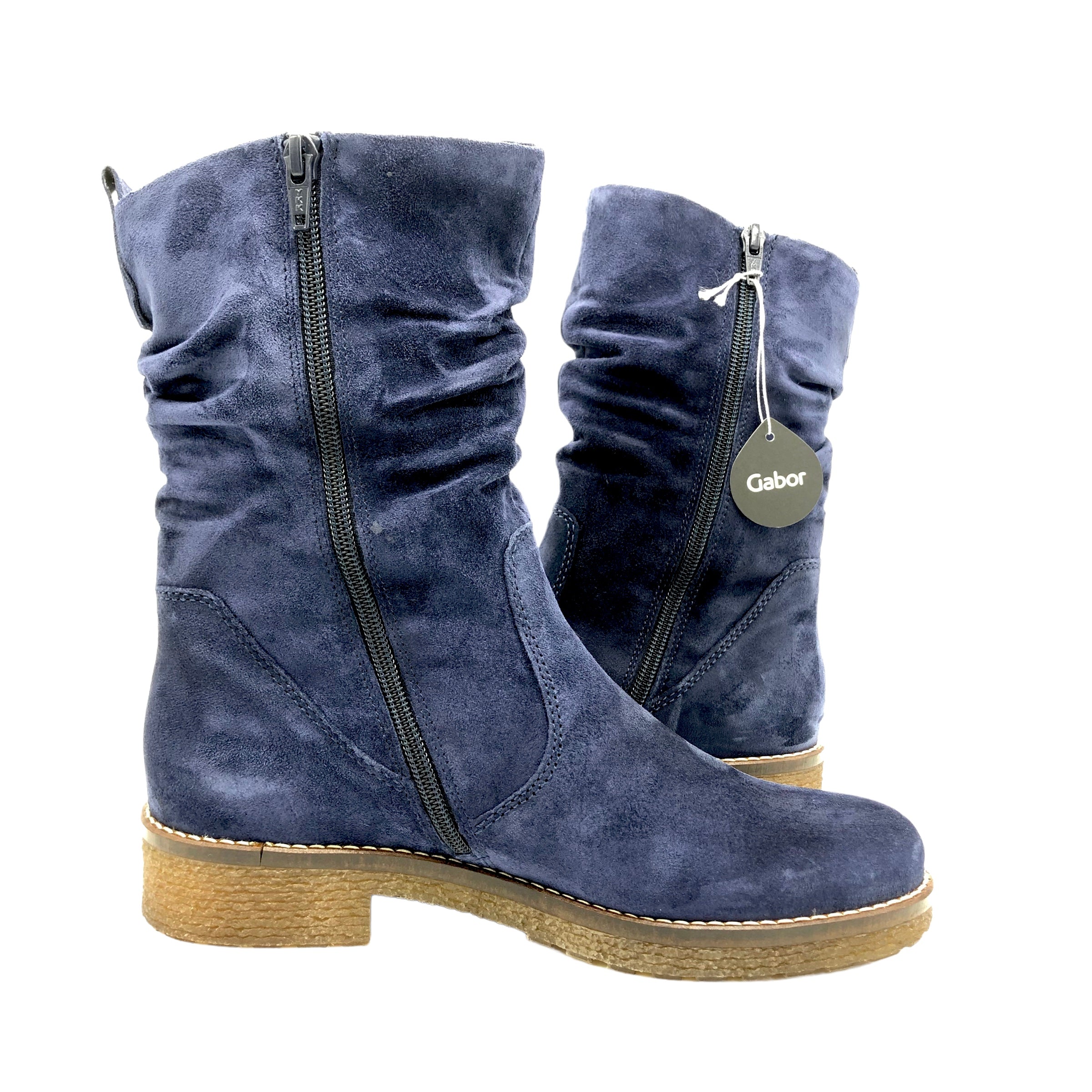 Blue suede slouch outlet boots