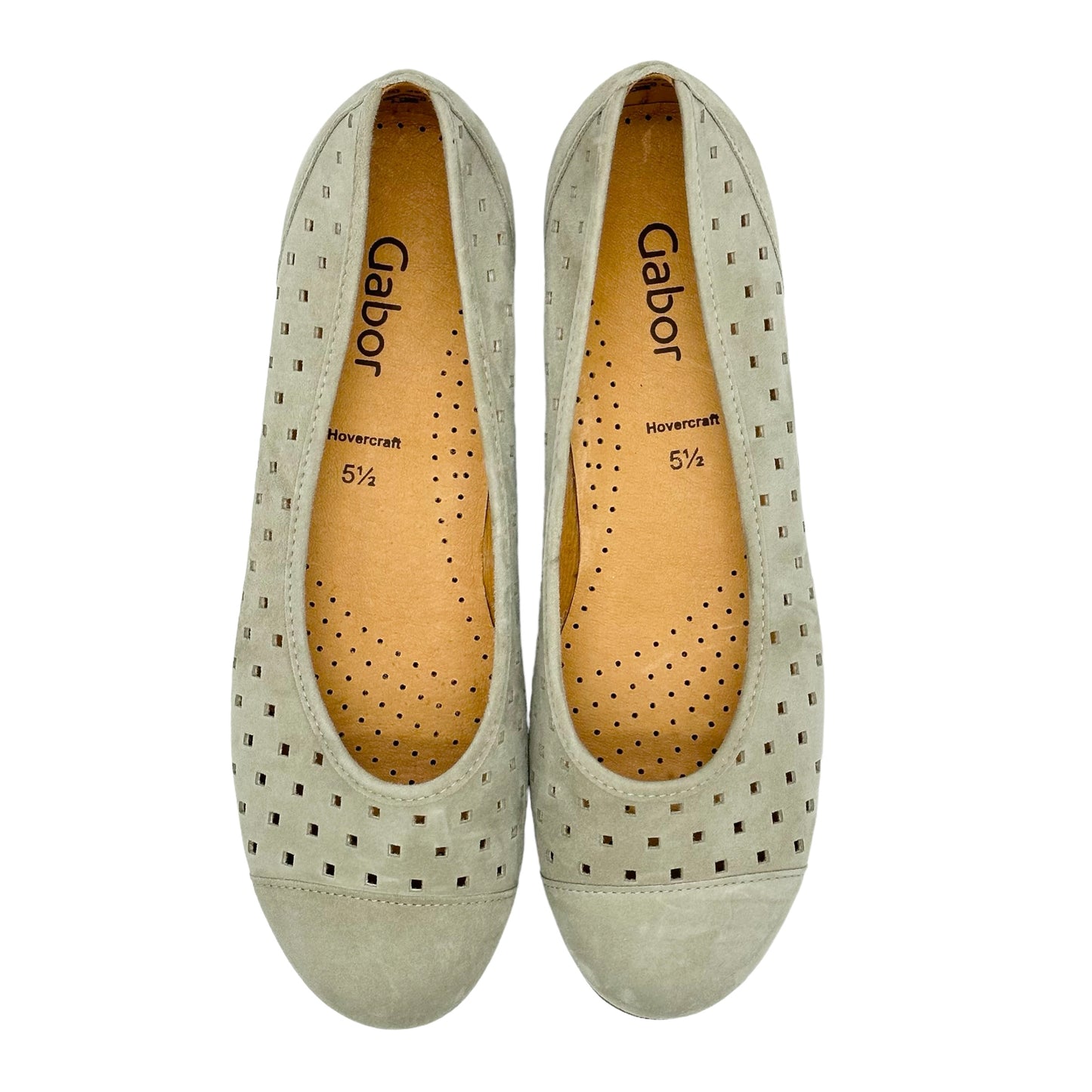 Gabor Ruffle women's soft sage suede casual ballet flats 24.169 â Arnouts Shoes