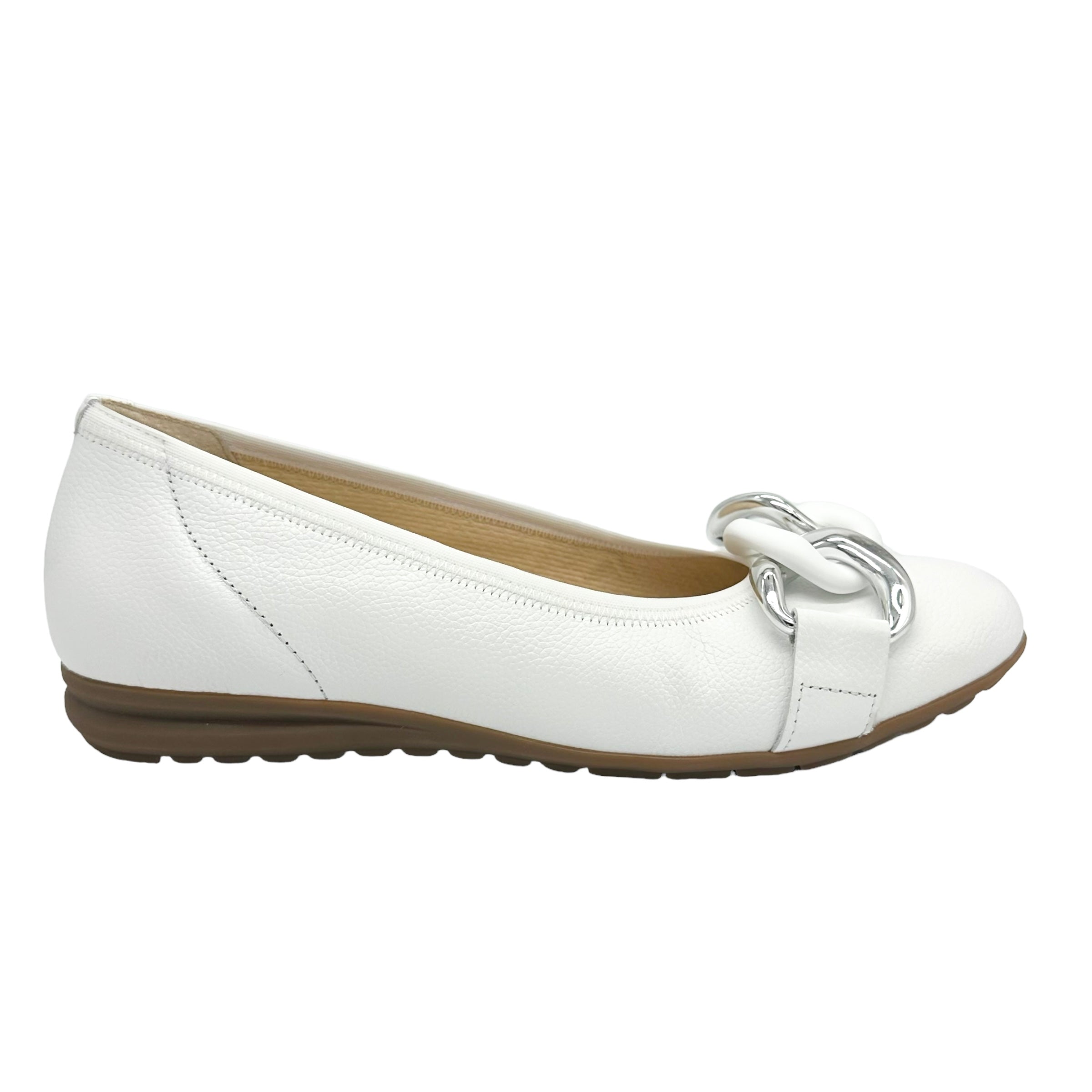 Gabor Sabia women's white leather chic and dressy ballet flats 22.625 ...