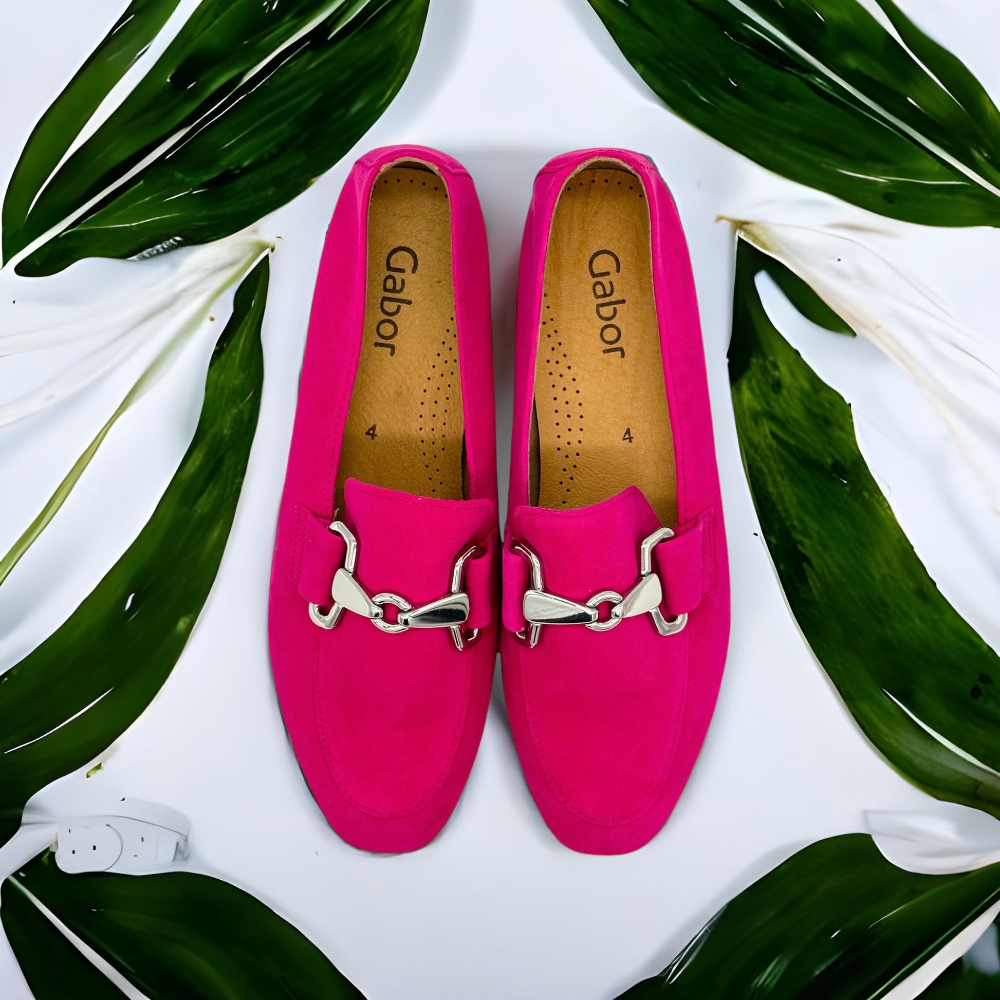 Gabor Jangle soft summer suede loafers in fuchsia pink