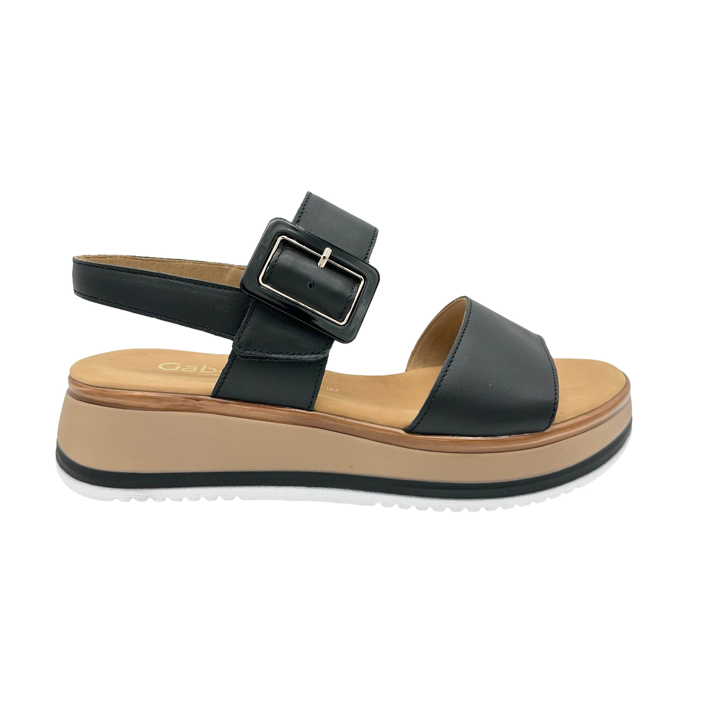 Gabor Aviemore 22.744 black smooth leather sandal adjustable buckle ...