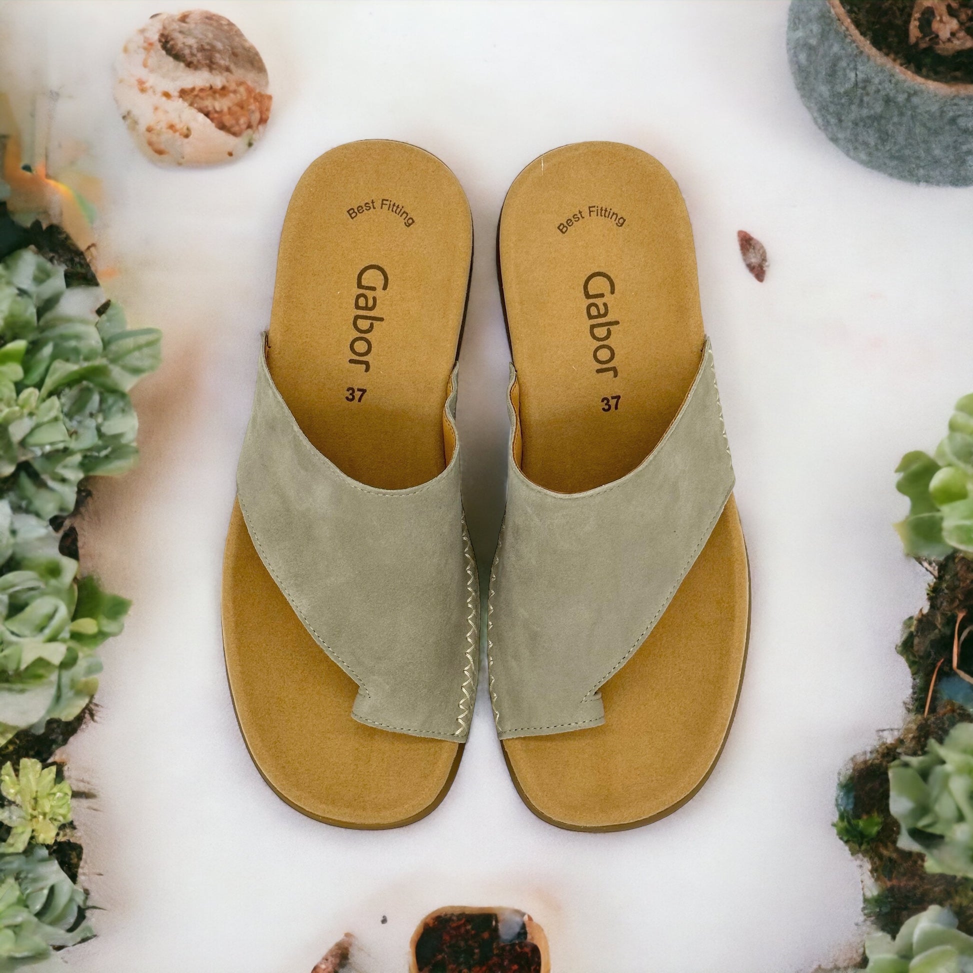 Gabor Lanzarote sage nubuck Jollys toe ring sandals